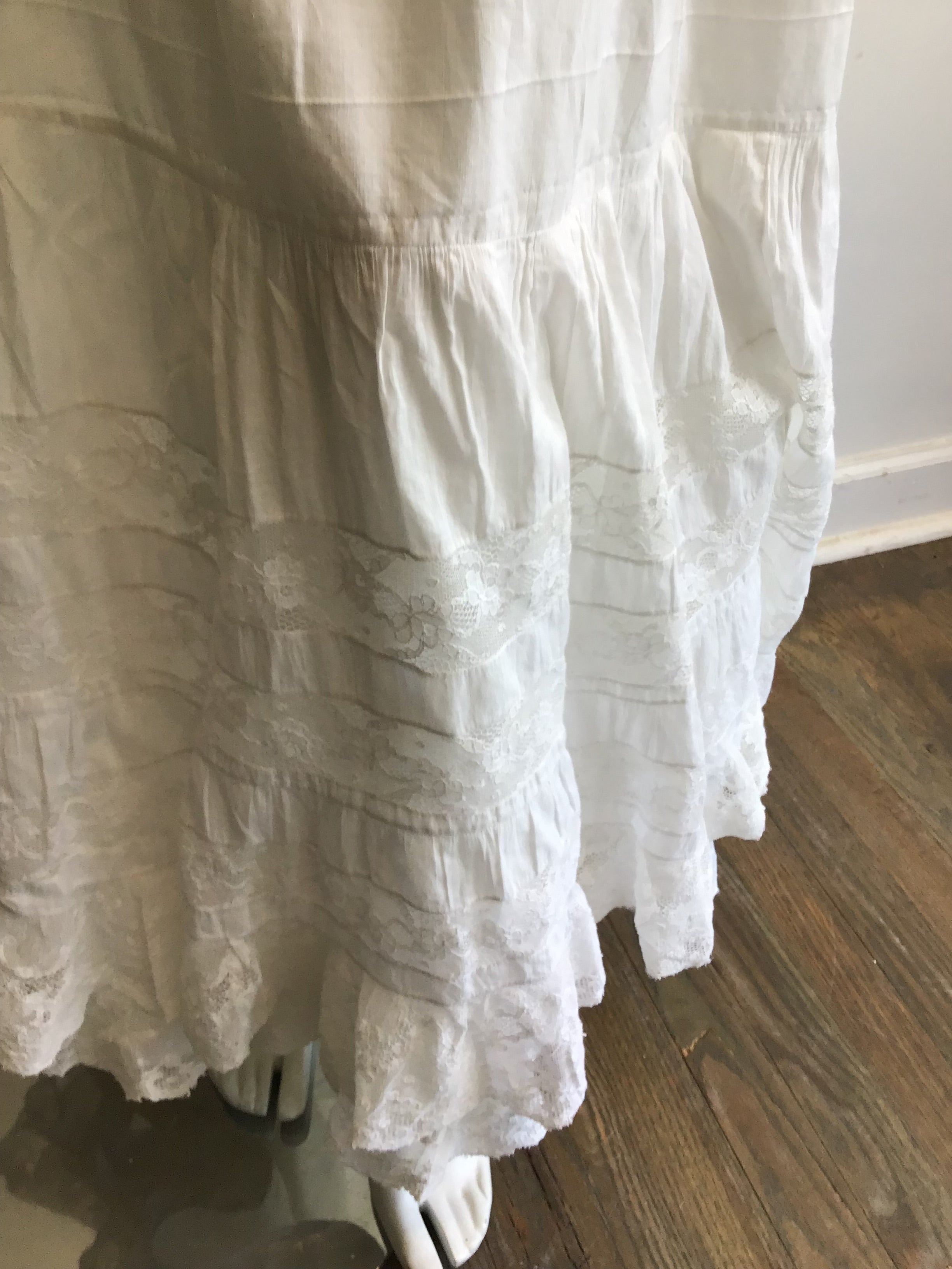 Victorian White Cotton and Lace Petticoat