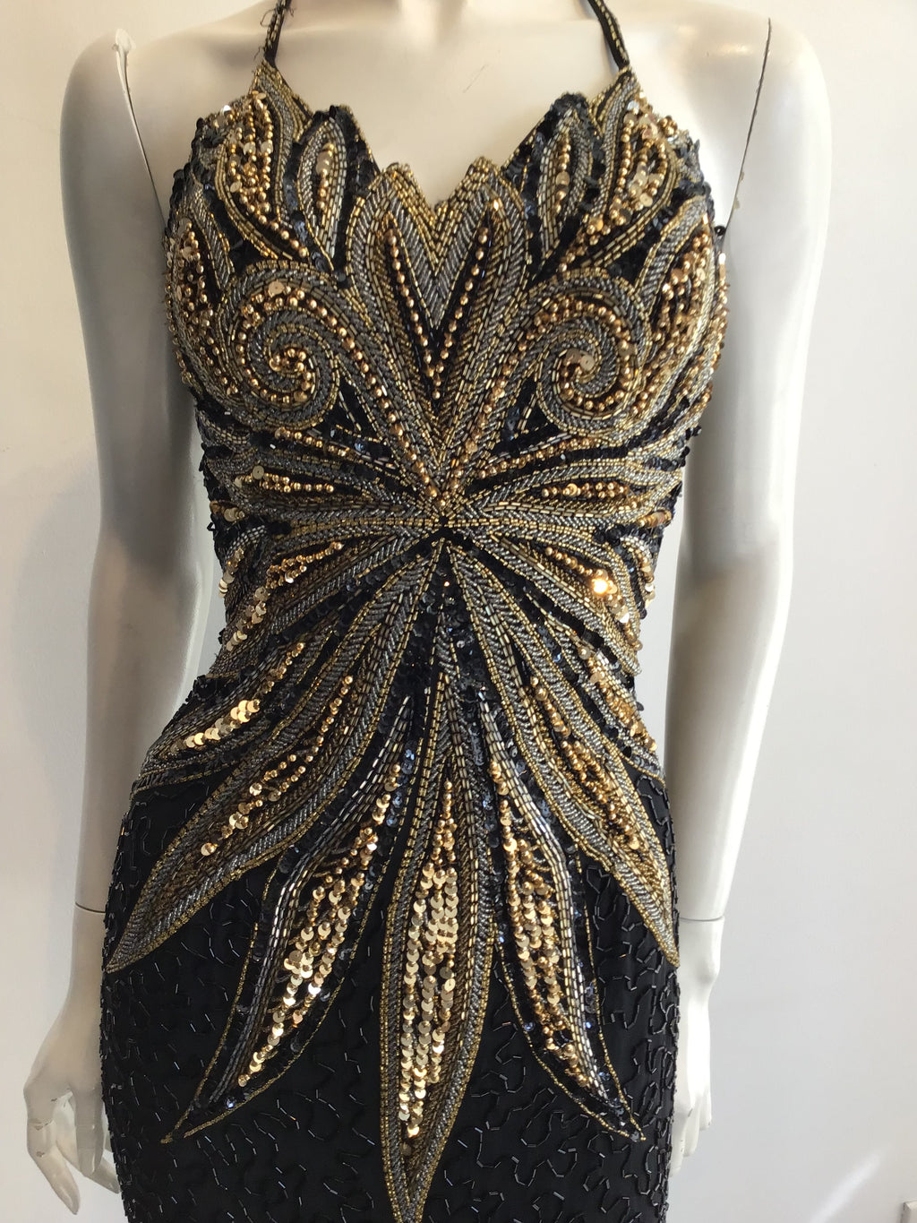 1980’s Mezzanine Luna by Modi Beaded Silk Chiffon Cocktail Dress Size 8