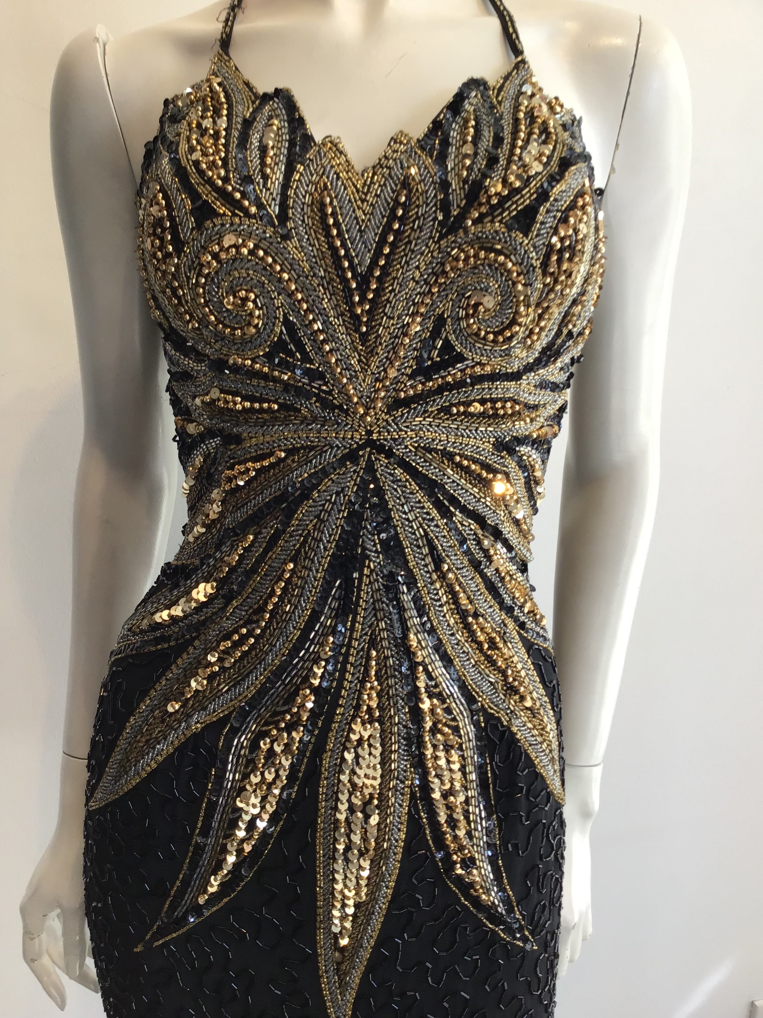 1980’s Mezzanine Luna by Modi Beaded Silk Chiffon Cocktail Dress Size 8