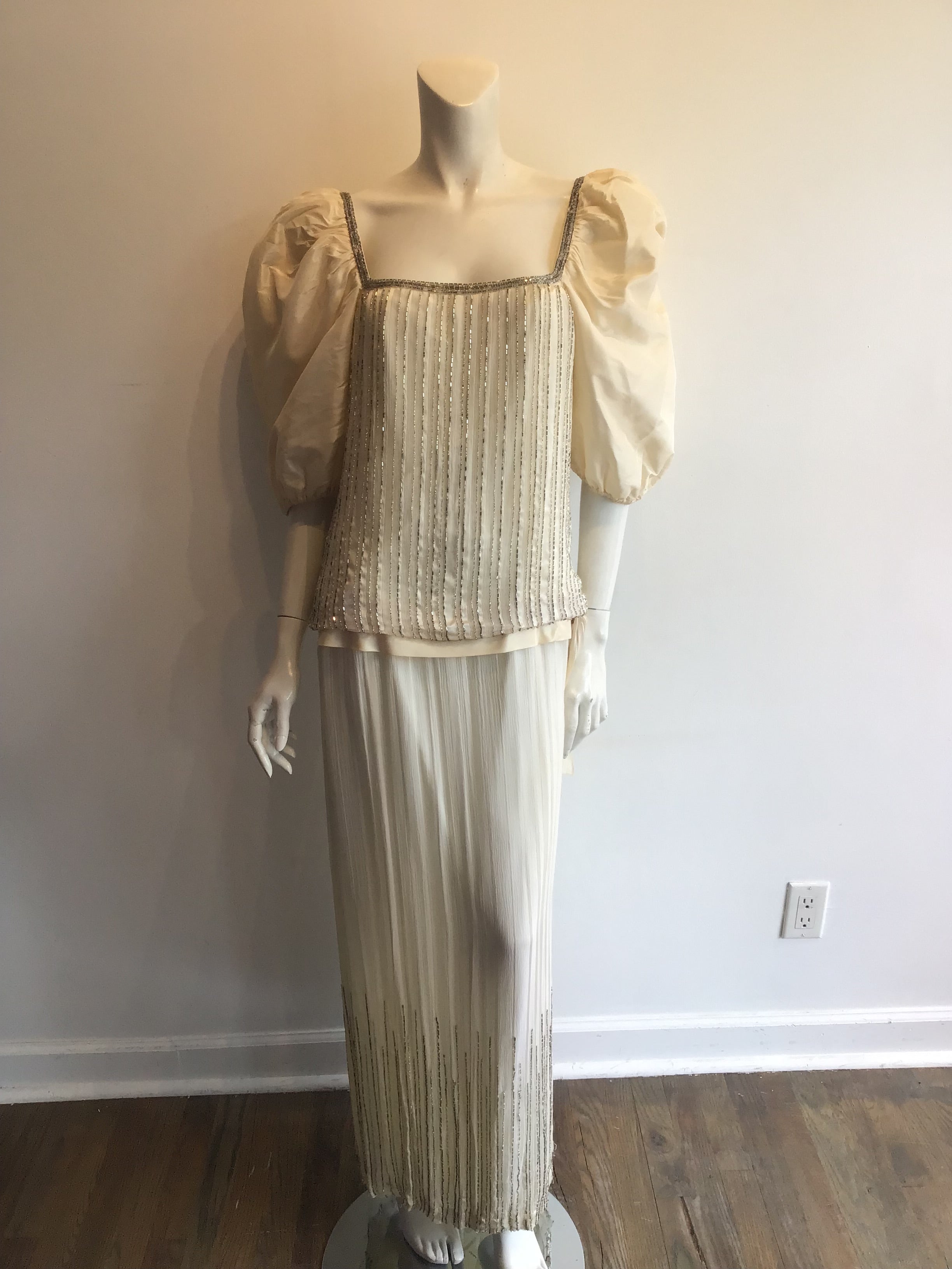 1980’s Cream Silk Taffeta Evening Gown Size 10