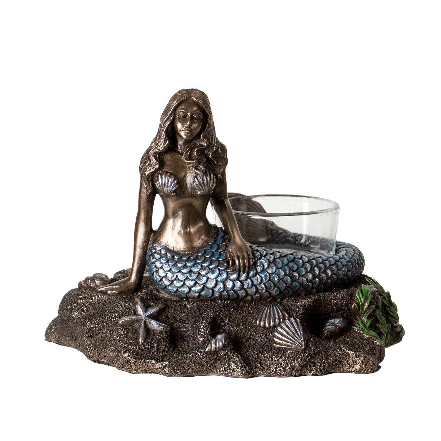 Bronze Look Resin Mermaid Votive Candle Holder