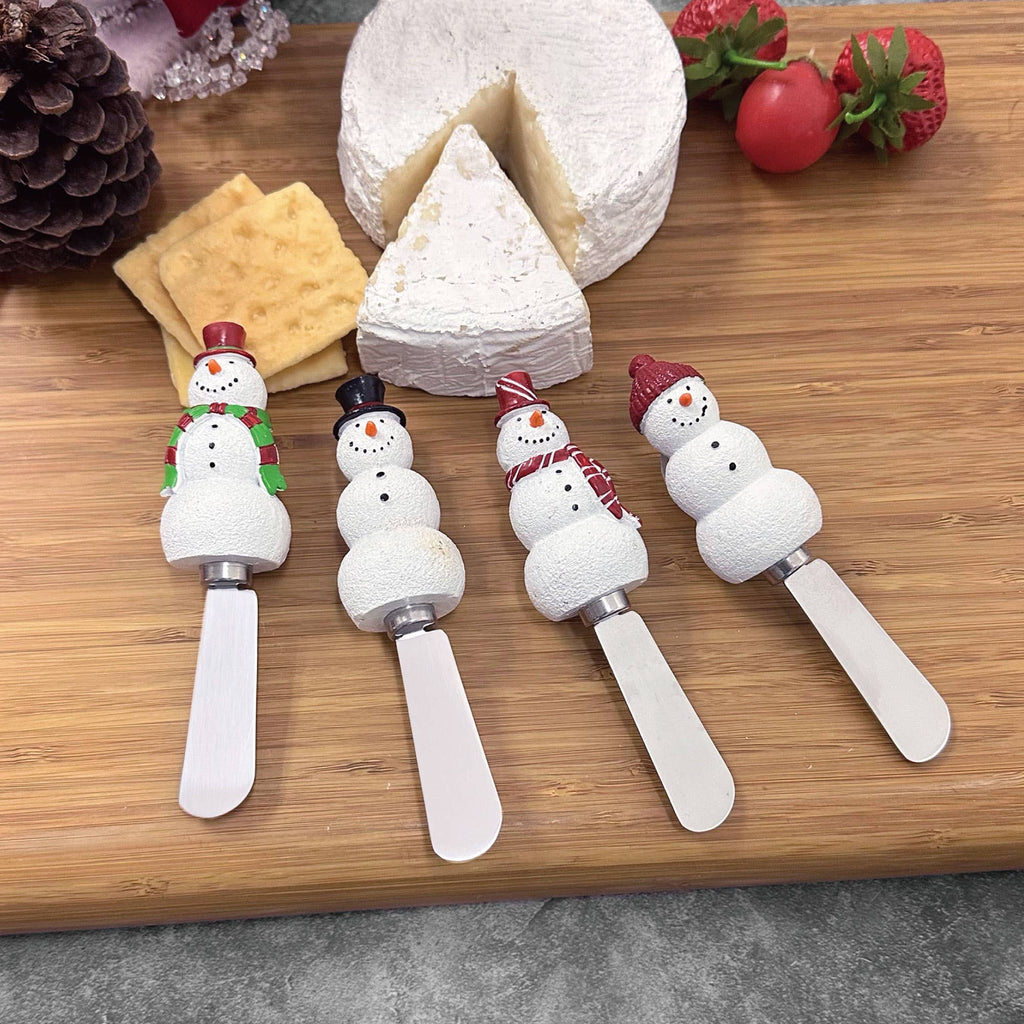 4-Piece Snowmen Polyresin Cheese Spreader