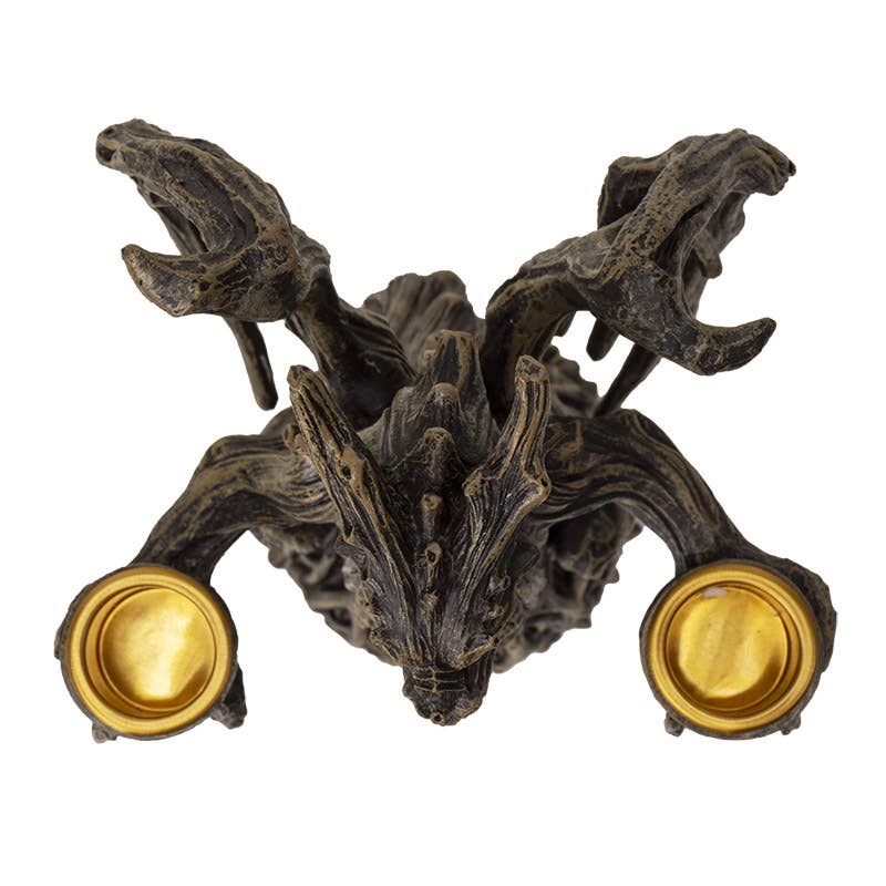 Gold/Black Forest Dragon Double Candleholder