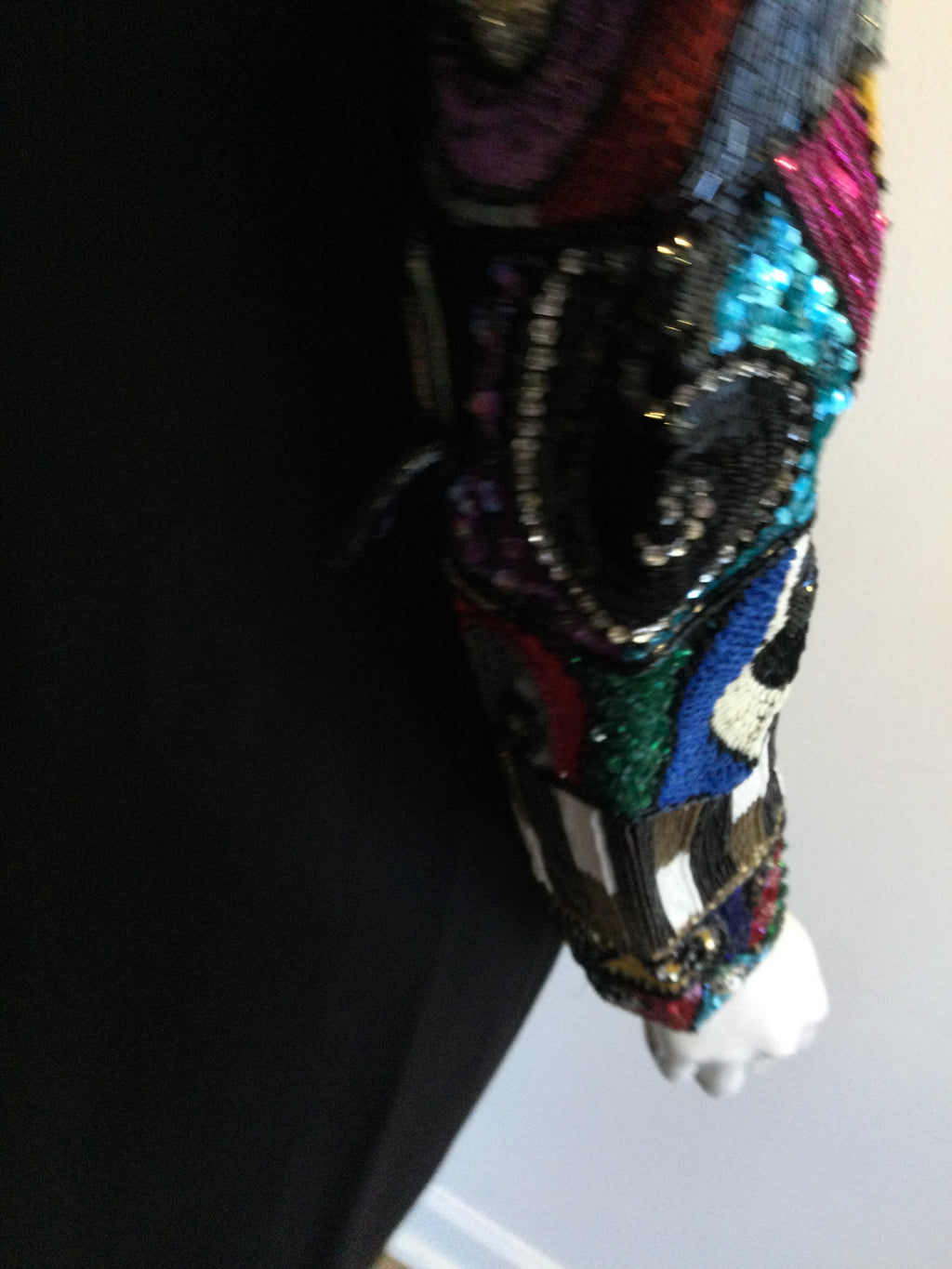1980’s Louis Féraud  BlackBeaded Viscoise Evening Dress Size 8