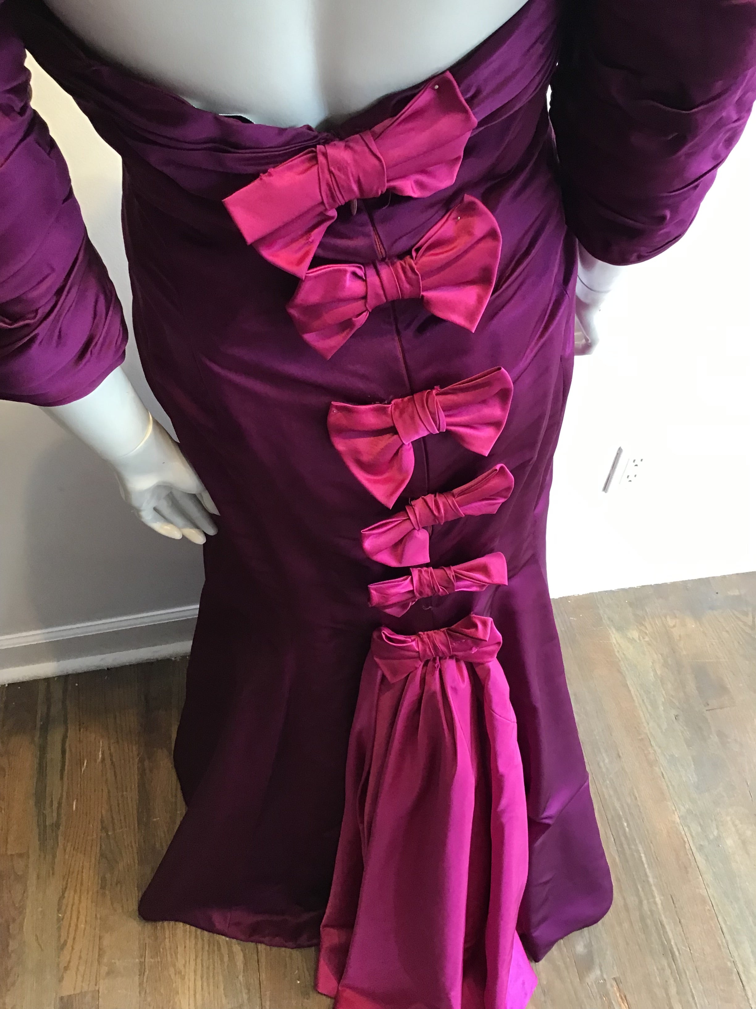 1980’s Plum Silk Satin Evening Gown Size 10