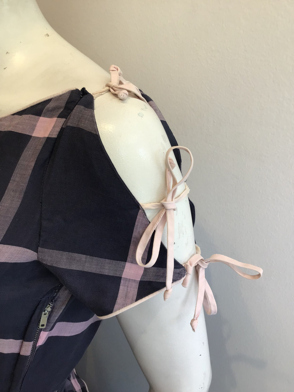 1950’s Pink/Charcoal Cotton Day Dress Size 6