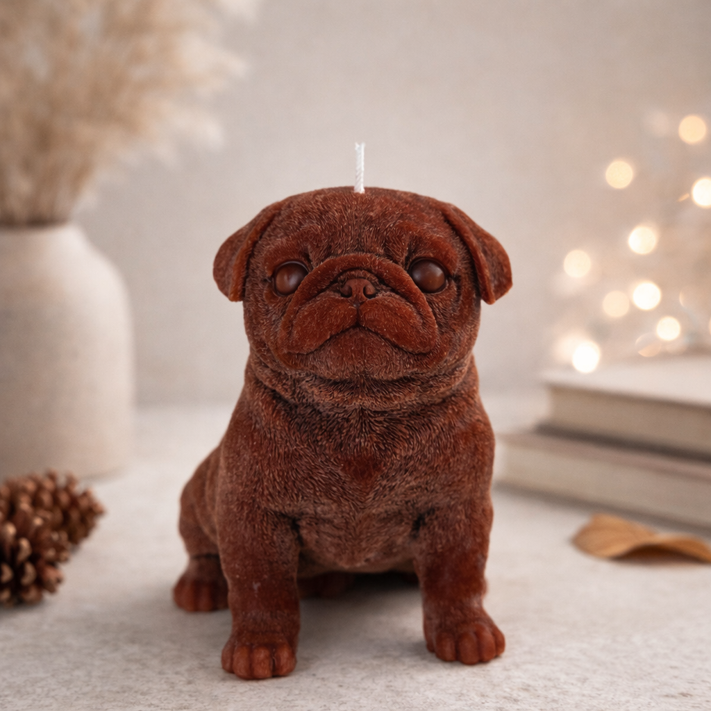 Pug Puppy Candle