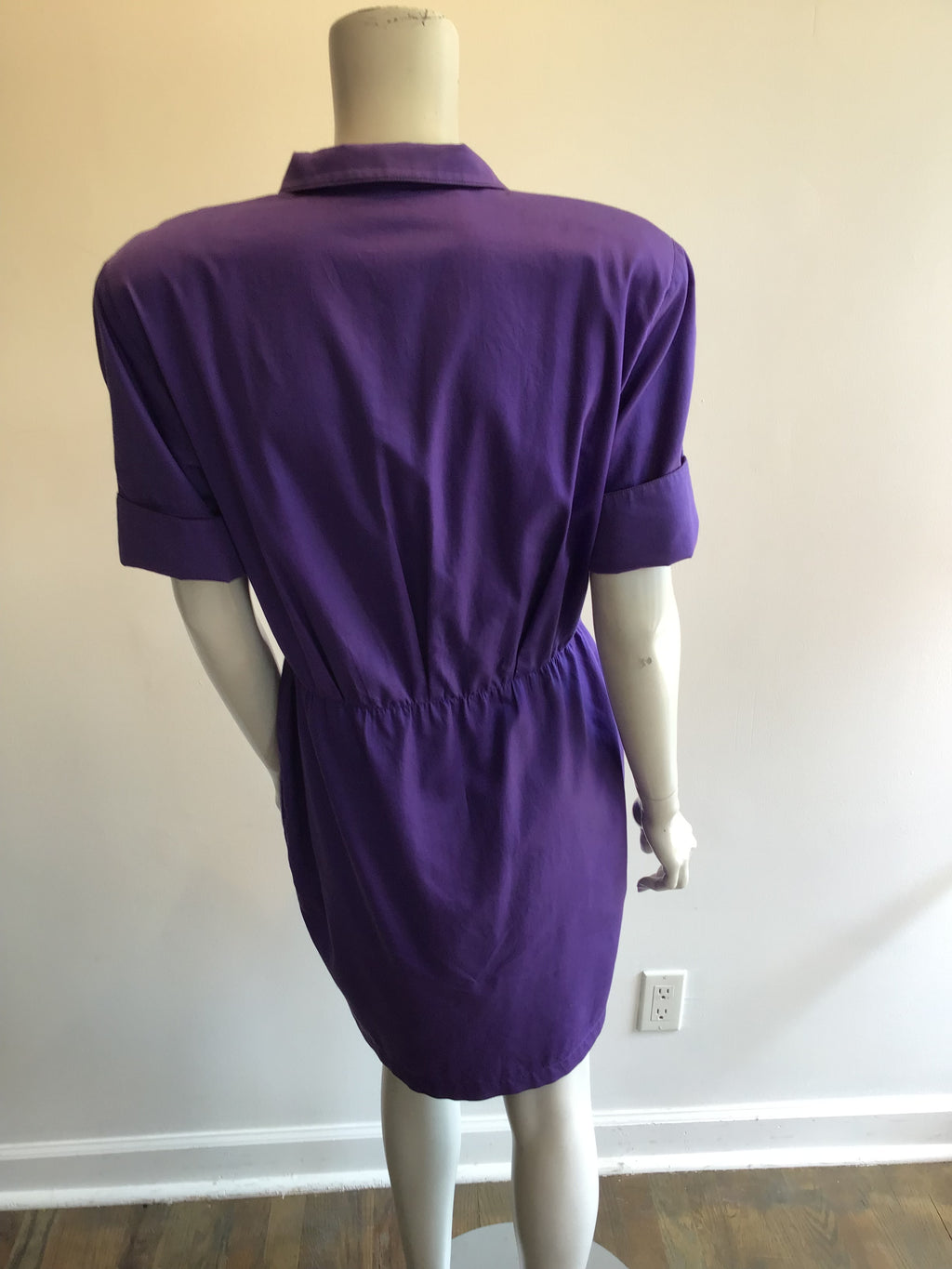 1980’s Thierry Mugler Purple Polished Cotton Dress Size 10
