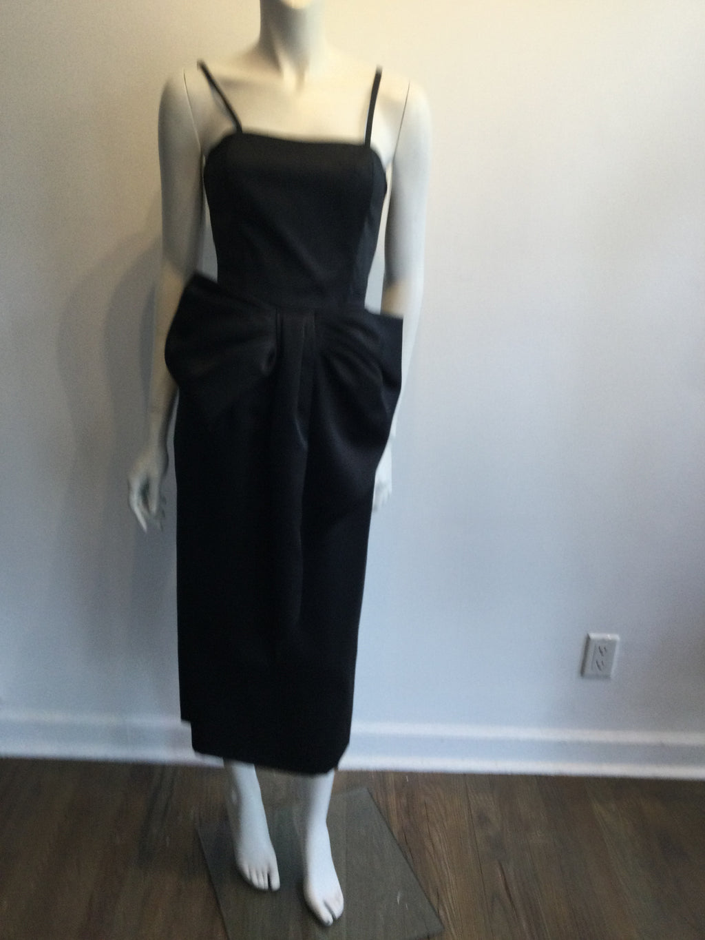 1980s Black Silk Victor Costa Evening Gown Size 4