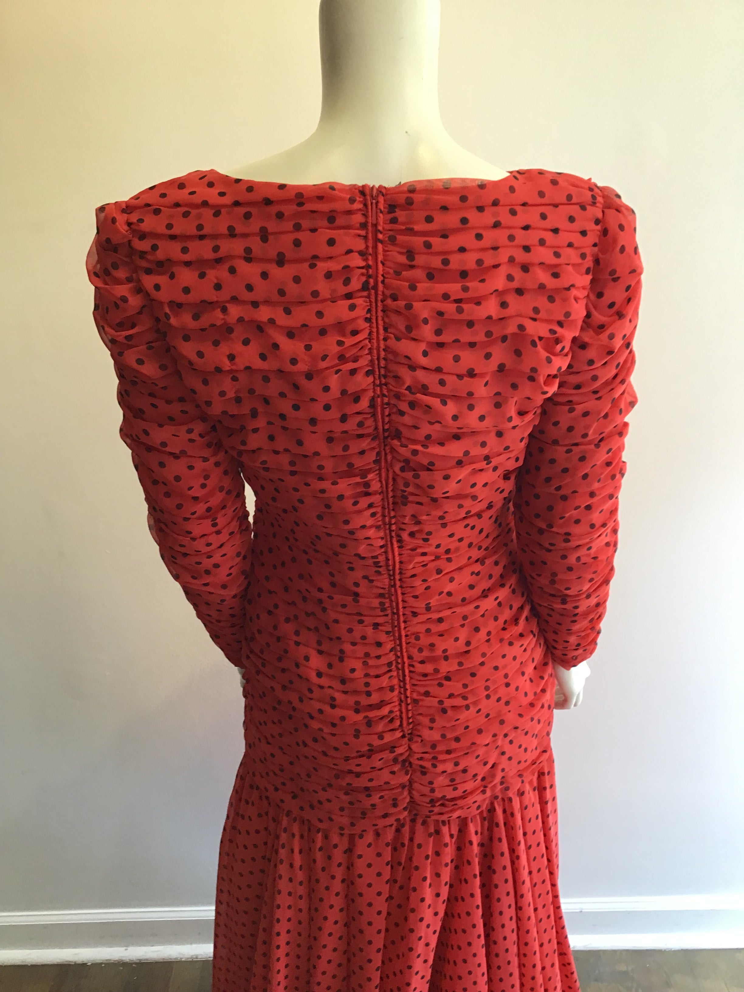 1980’s Red Silk Blend Louis Féraud Evening Dress Size 6
