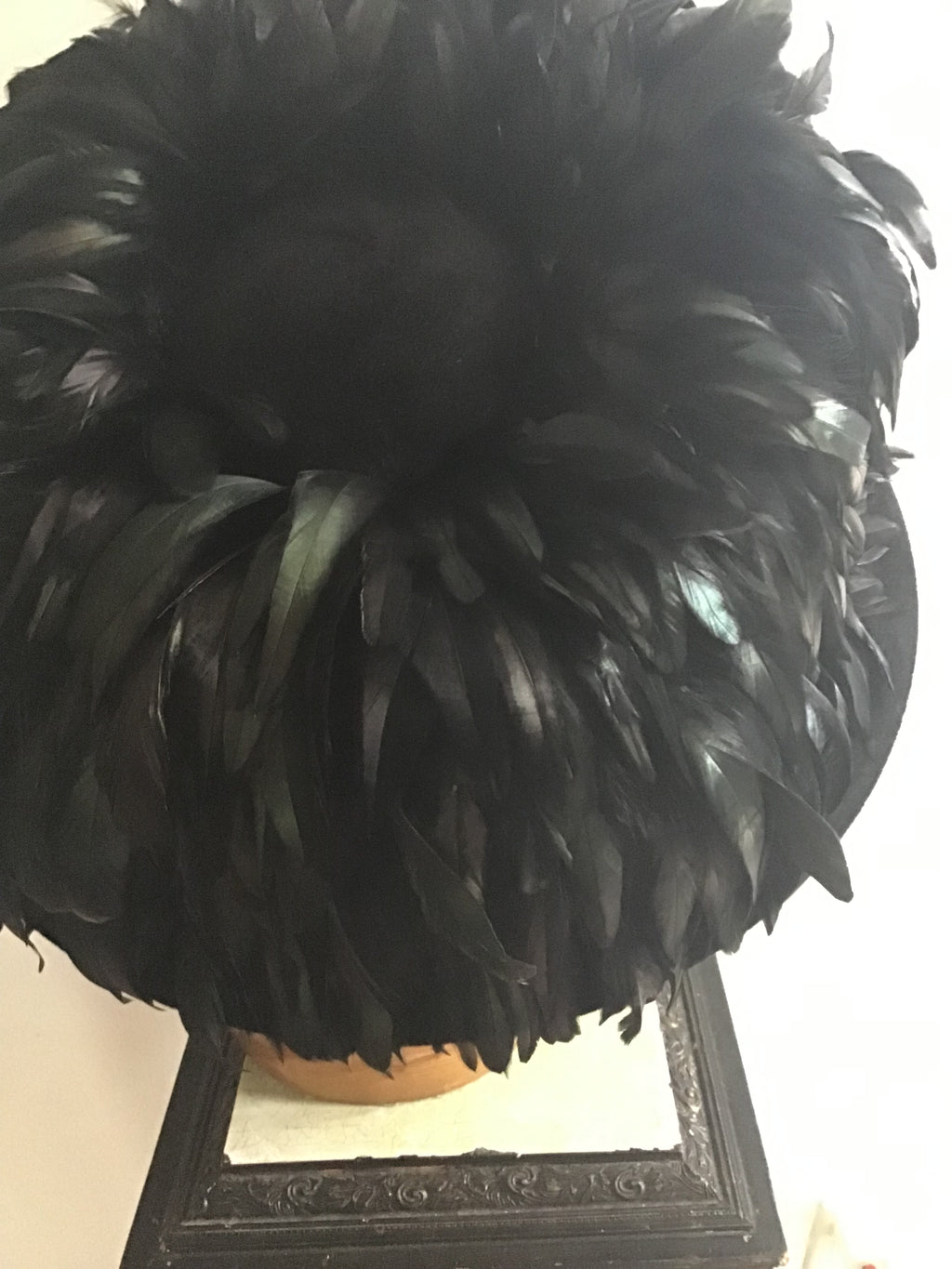 1999 B Michael Couture Black Hat with Feathers