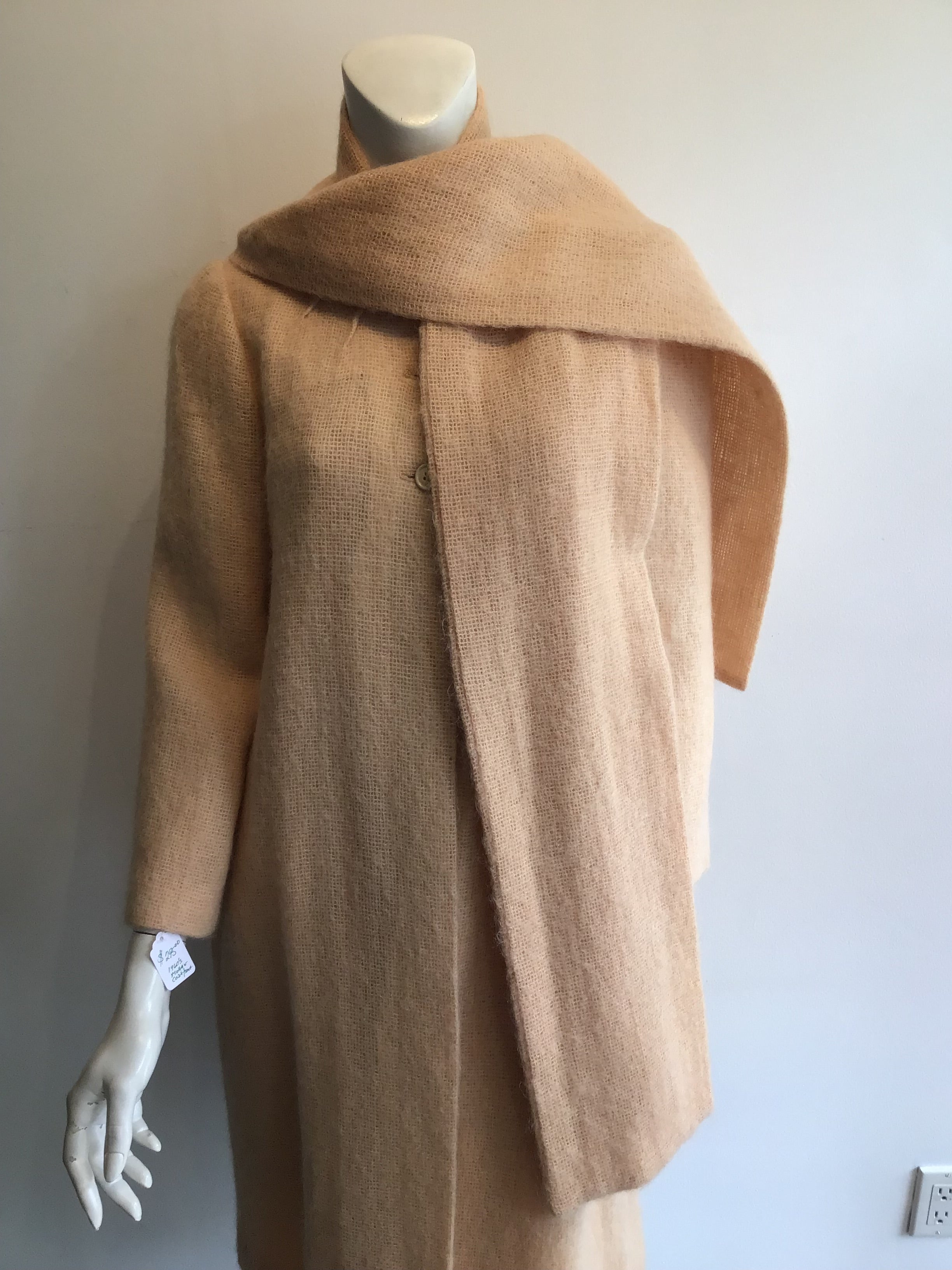 1960’s Peach Mohair Coat with Matching Scarf Size 6