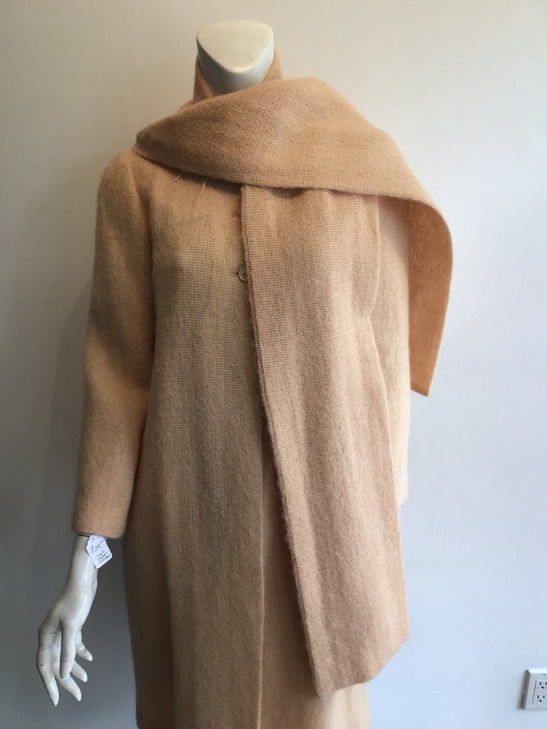 1960’s Peach Mohair Coat with Matching Scarf Size 6