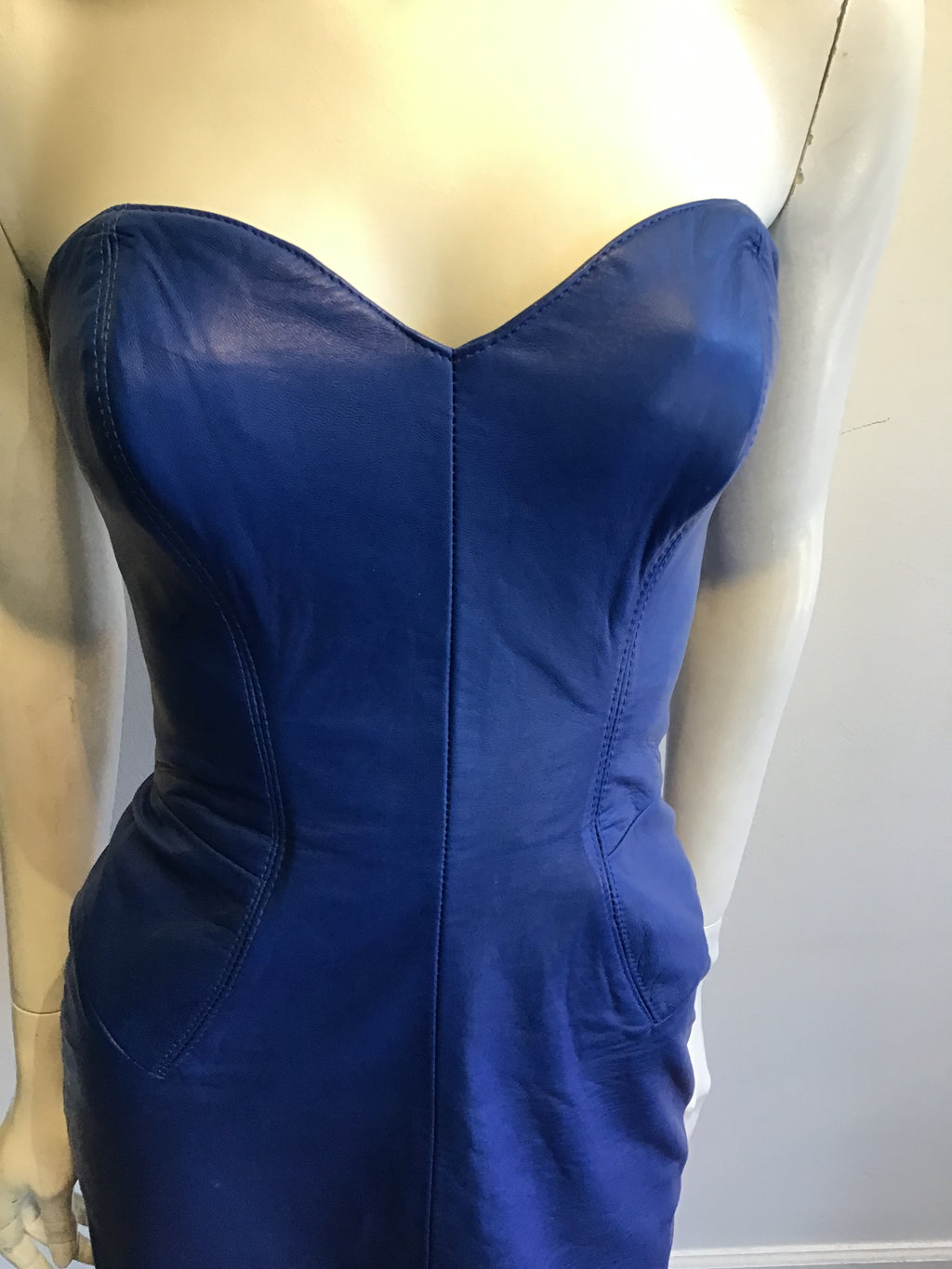 1980’s Scully Leather Blue Leather Dress with Bolero Jacket Size 4
