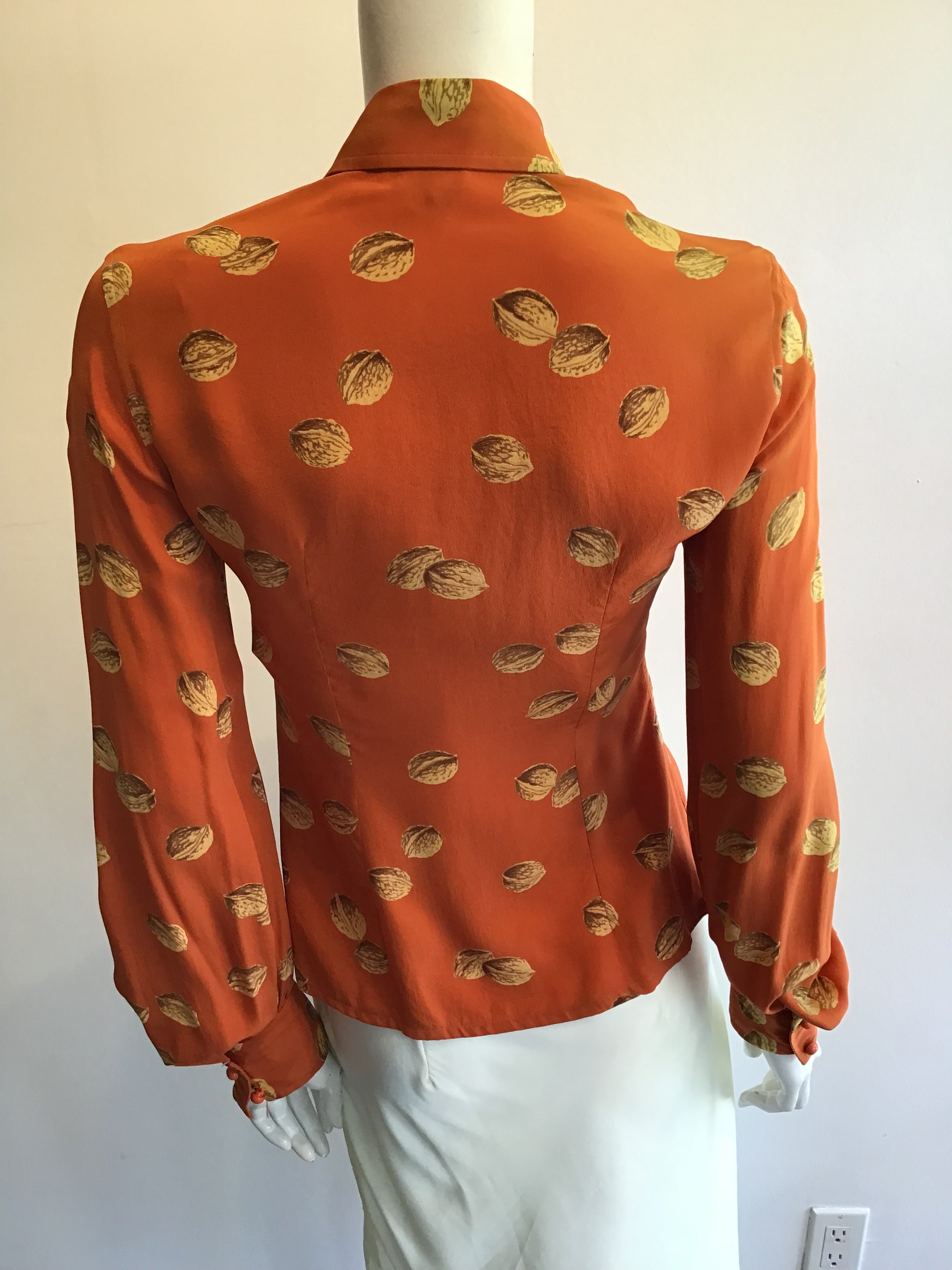 1970’s Valentino Orange Silk Blouse Size 6