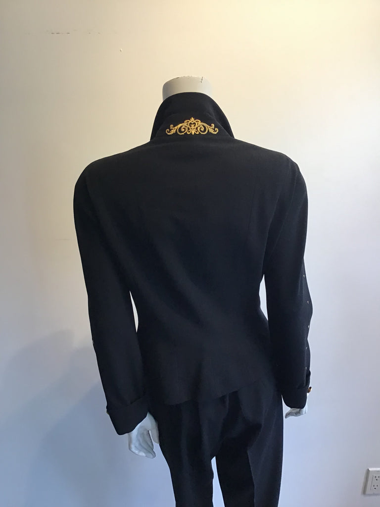 1990s Black Wool Griffith Gray St John’s Pant Suit Size 10