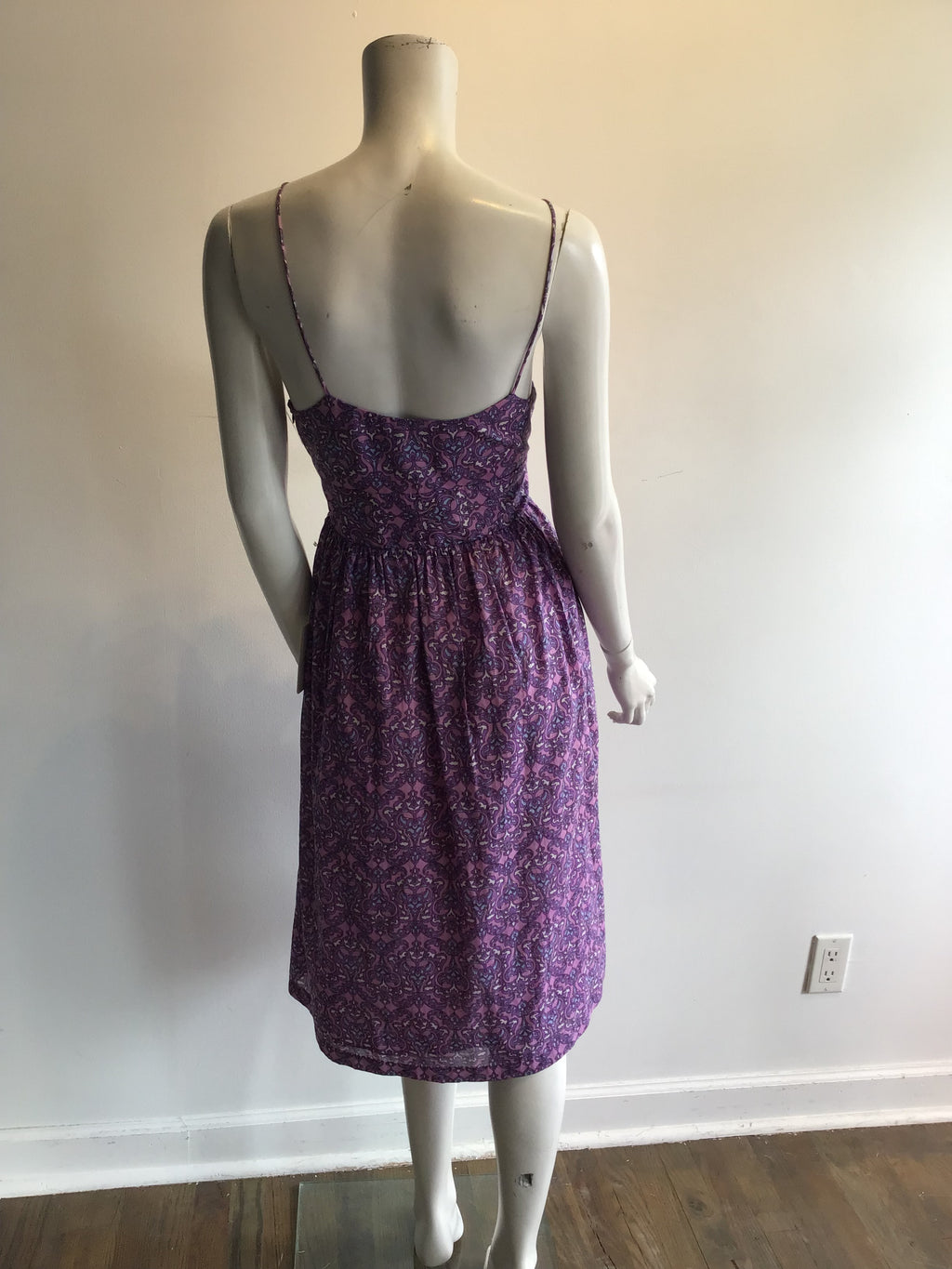 2000’s Nieves Lavi Purple Printed Cotton Day Dress Size 10
