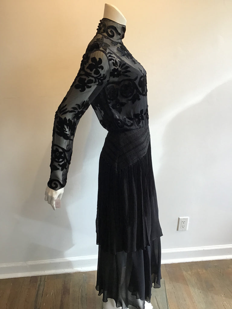 1990's Ralph Lauren purple LabelL rayon/silk Evening Dress with Fringe Size 6