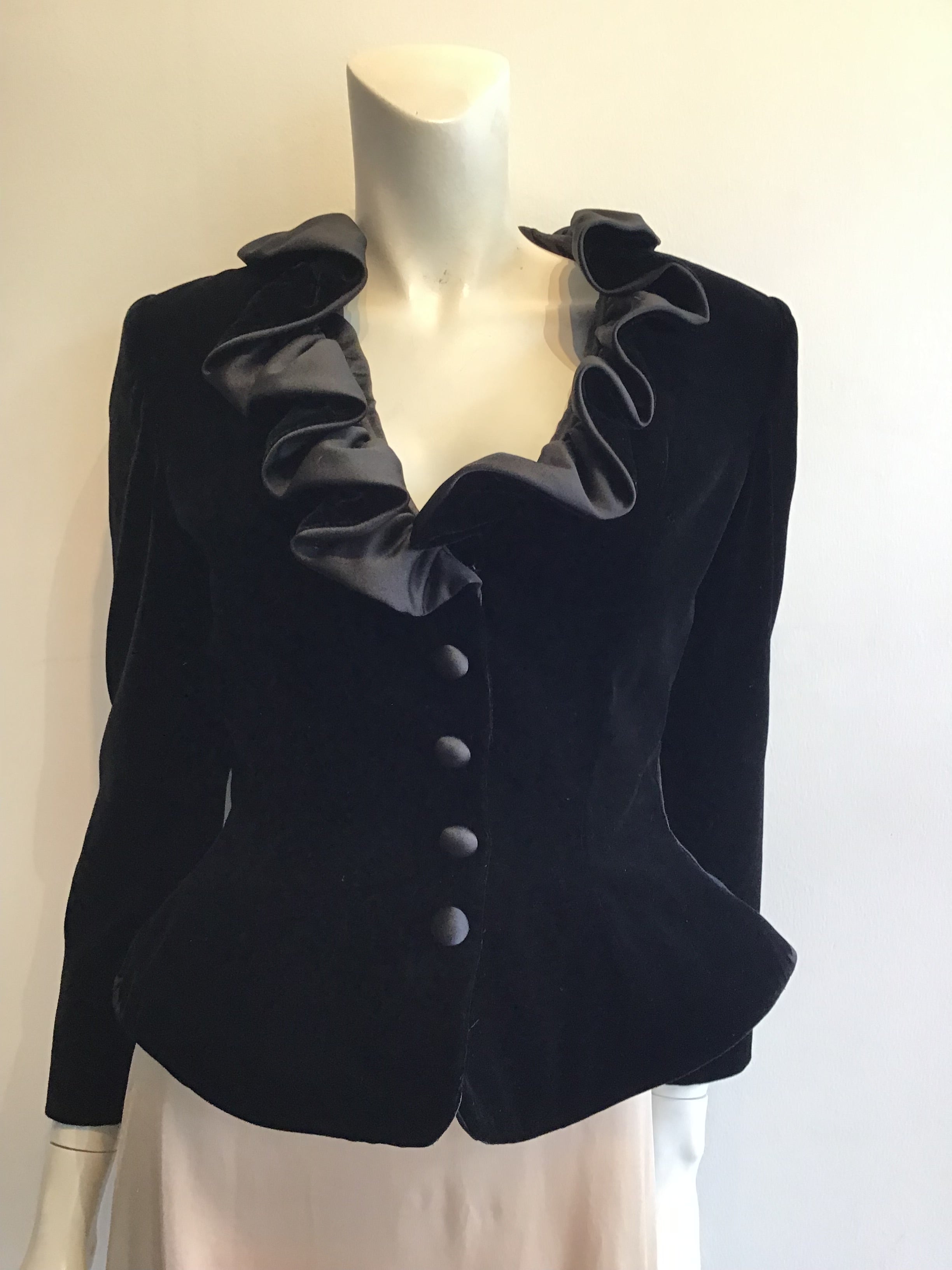 1980’s Black Velvet and Satin Jacket Size 8