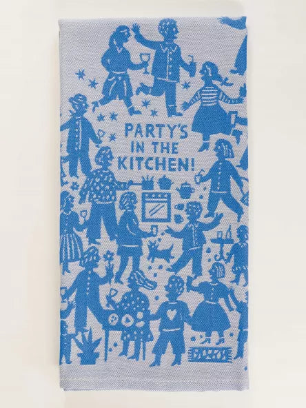 Party in the Kitchen Jaquard Kitchen Towel Blue Q