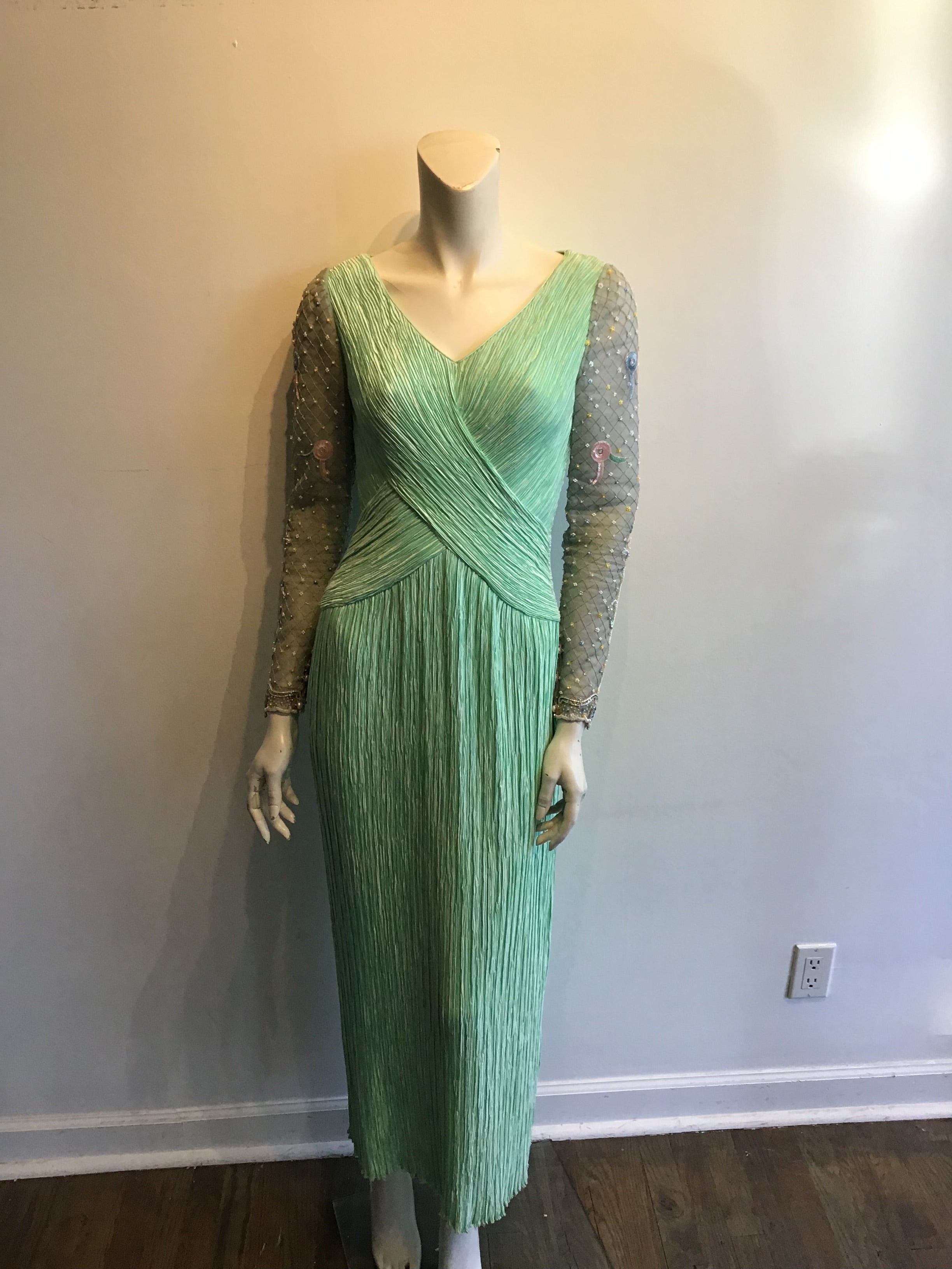 1980’s Mint Green Mary McFadden Evening Gown Size 2