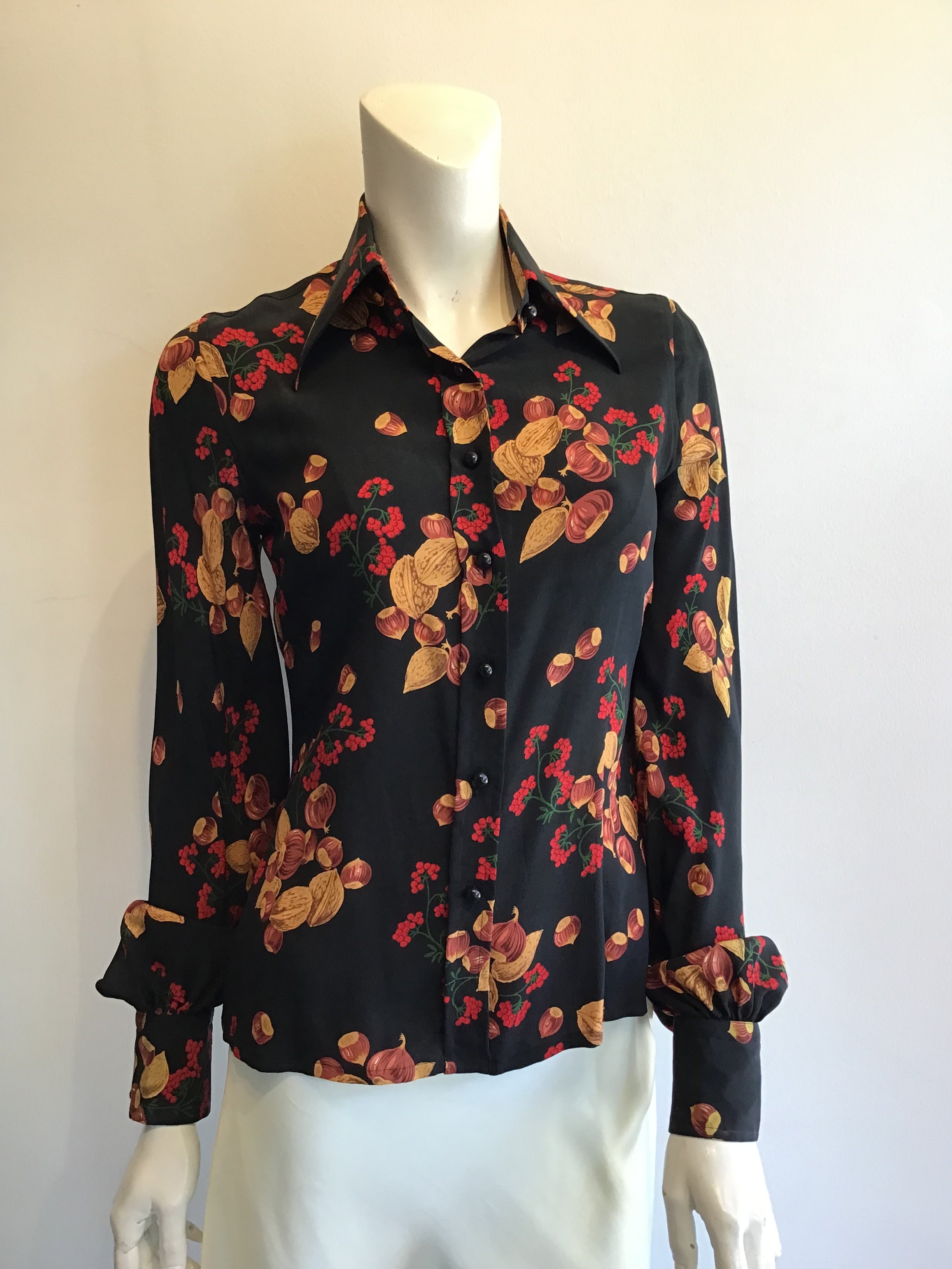 1970’s Valentino Silk Blouse with Chestnuts Size 6