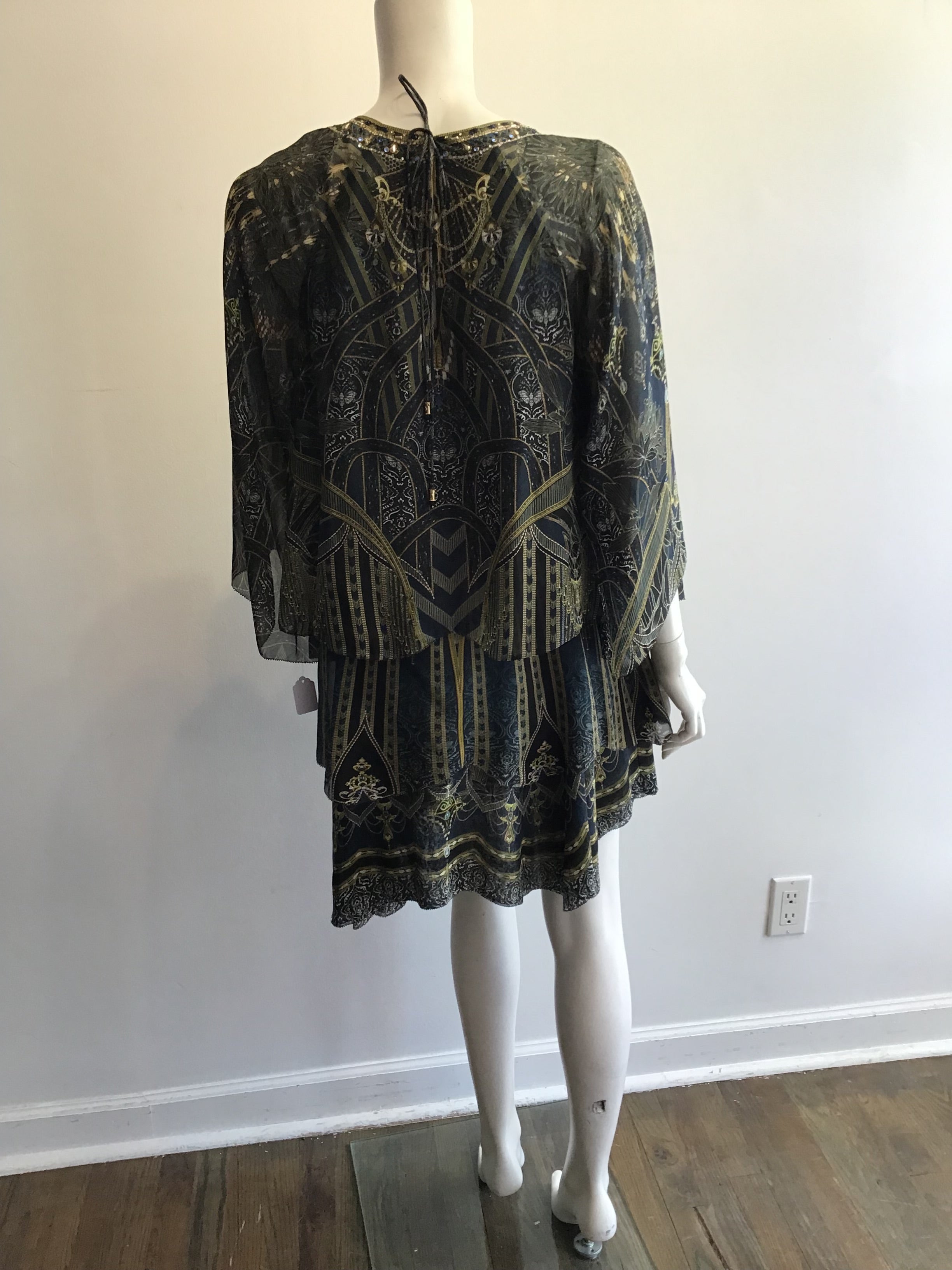 2000’s Camilla Blue and Green Silk Mini Dress Size 8/10