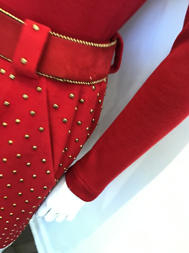 1980's Red Cashmere/wool Blend Anne Klein 3 Piece Ensemble Size 6