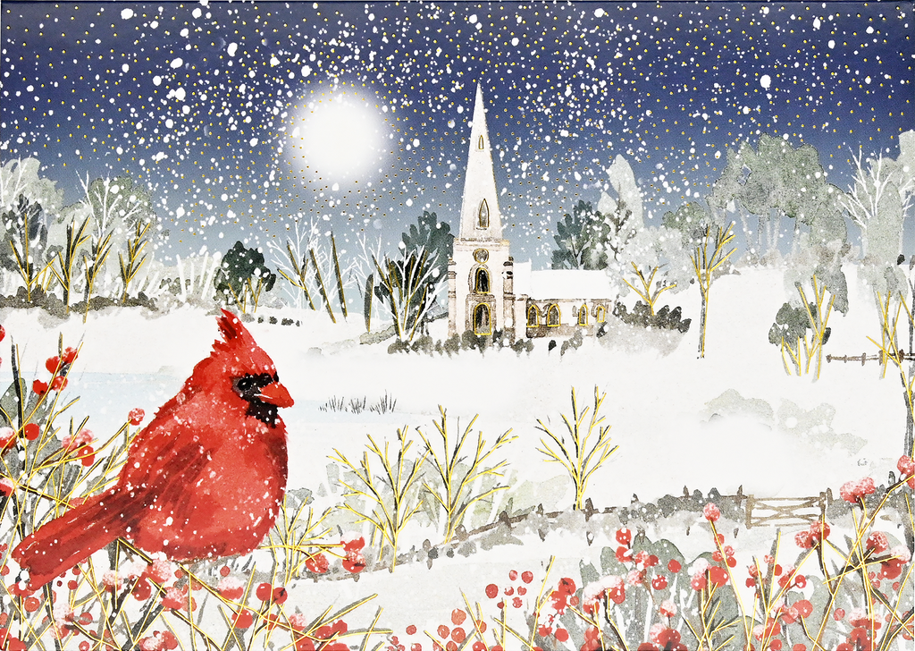 Cardinal in Moonlight Deluxe Boxed Holiday Cards