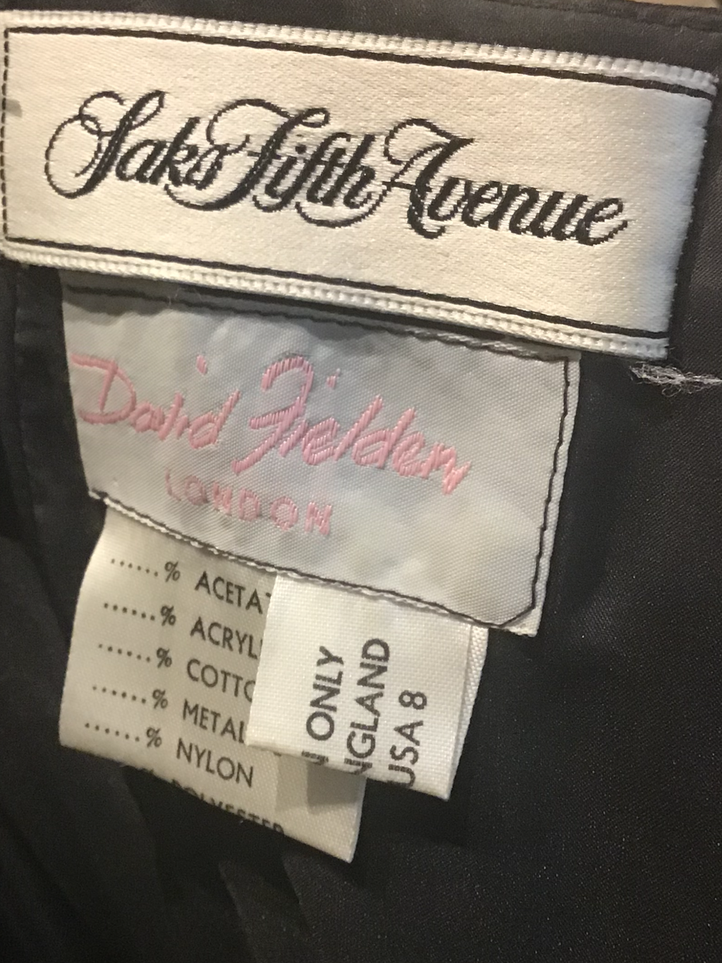 1980s David Fielden Black Tuille Strapless Evening Gown Size 4