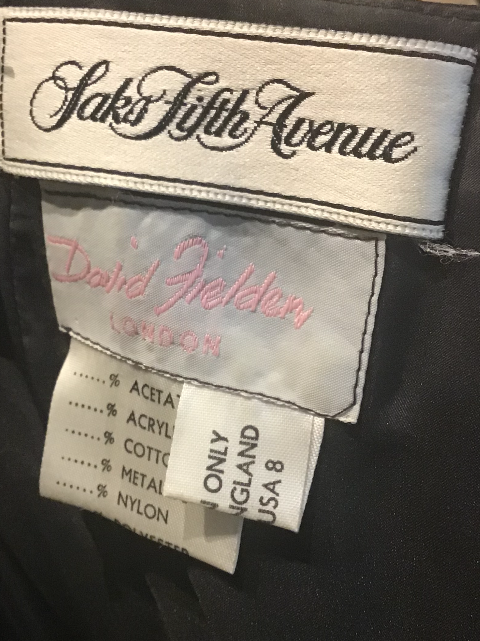 1980s David Fielden Black Tuille Strapless Evening Gown Size 4