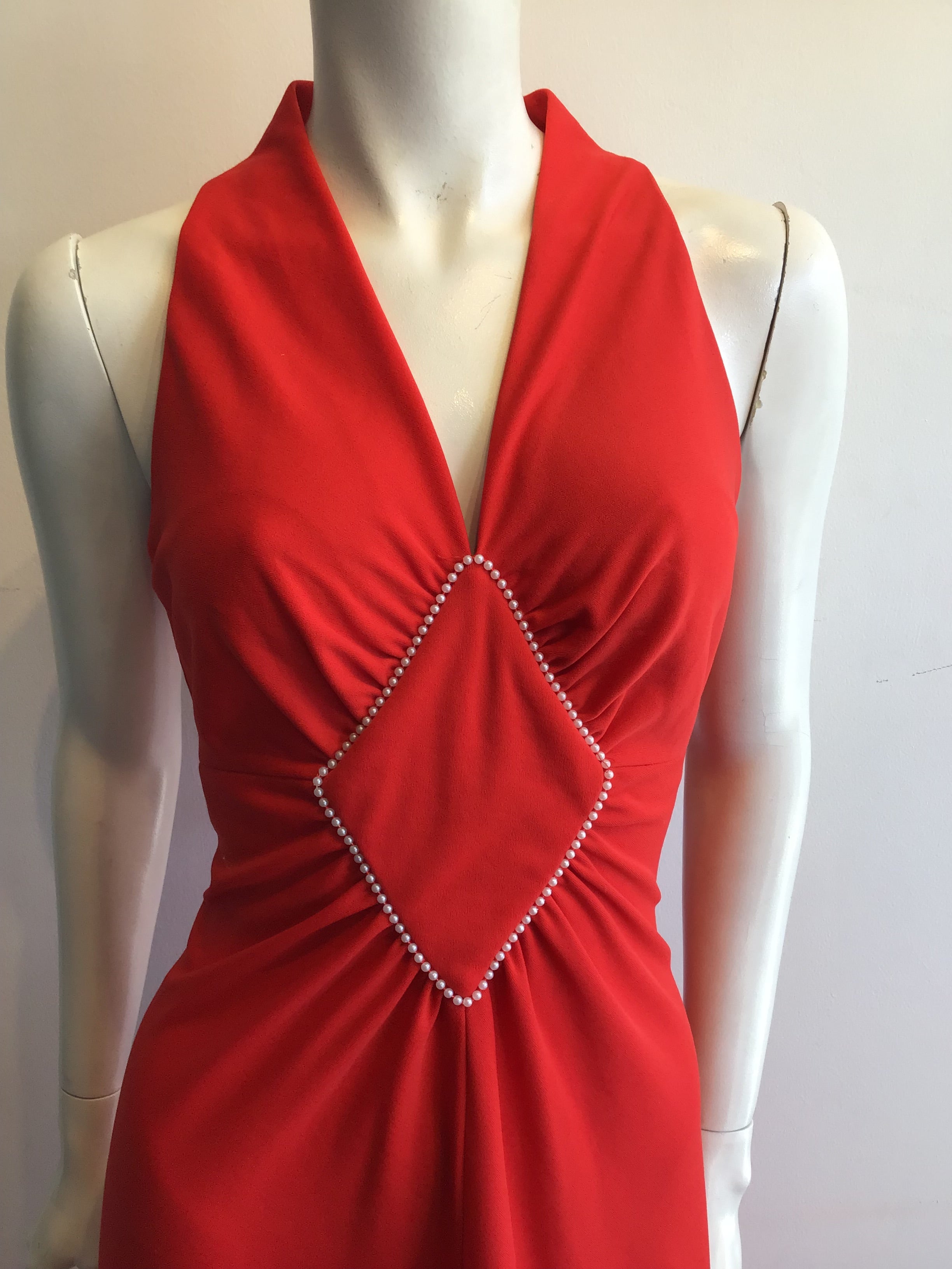 1970’s Tomato Red Polyester Dress Size 6