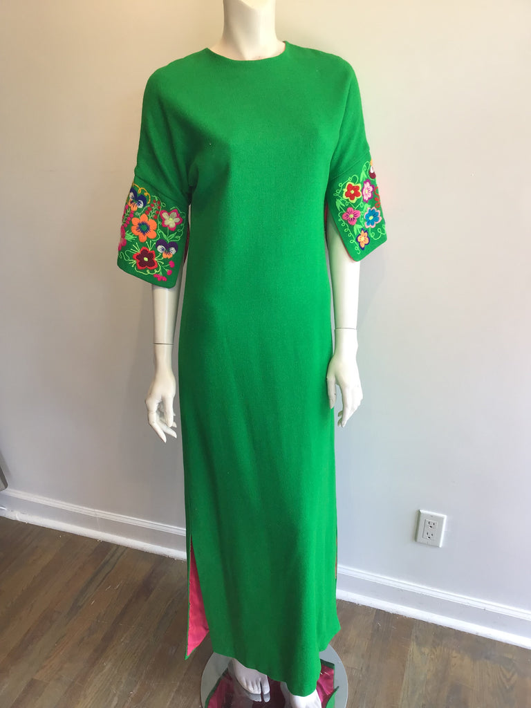 1960’s Green Wool  Maxi Dress Size 4