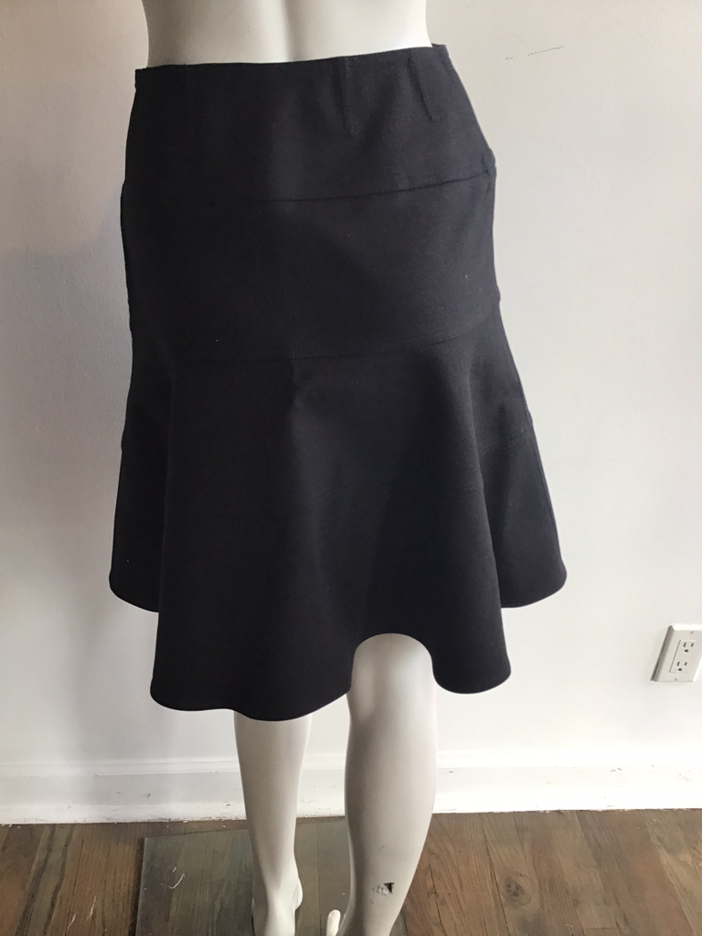 1990s Alaïa Black Cotton Polyurethane Tiered Skirt Size 7 Euro 38