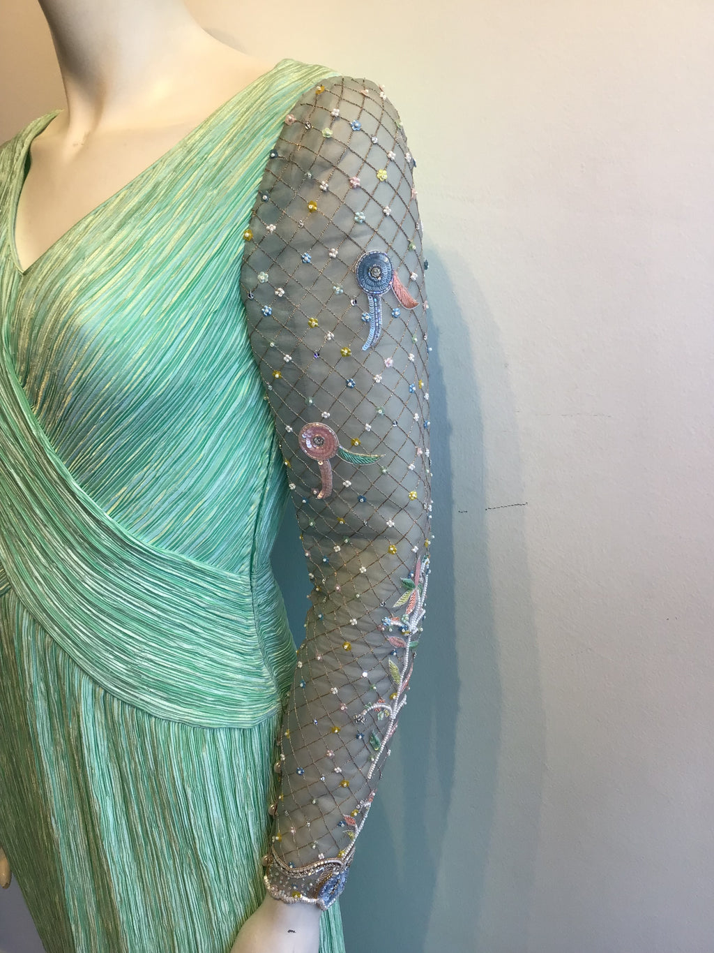 1980’s Mint Green Mary McFadden Evening Gown Size 2