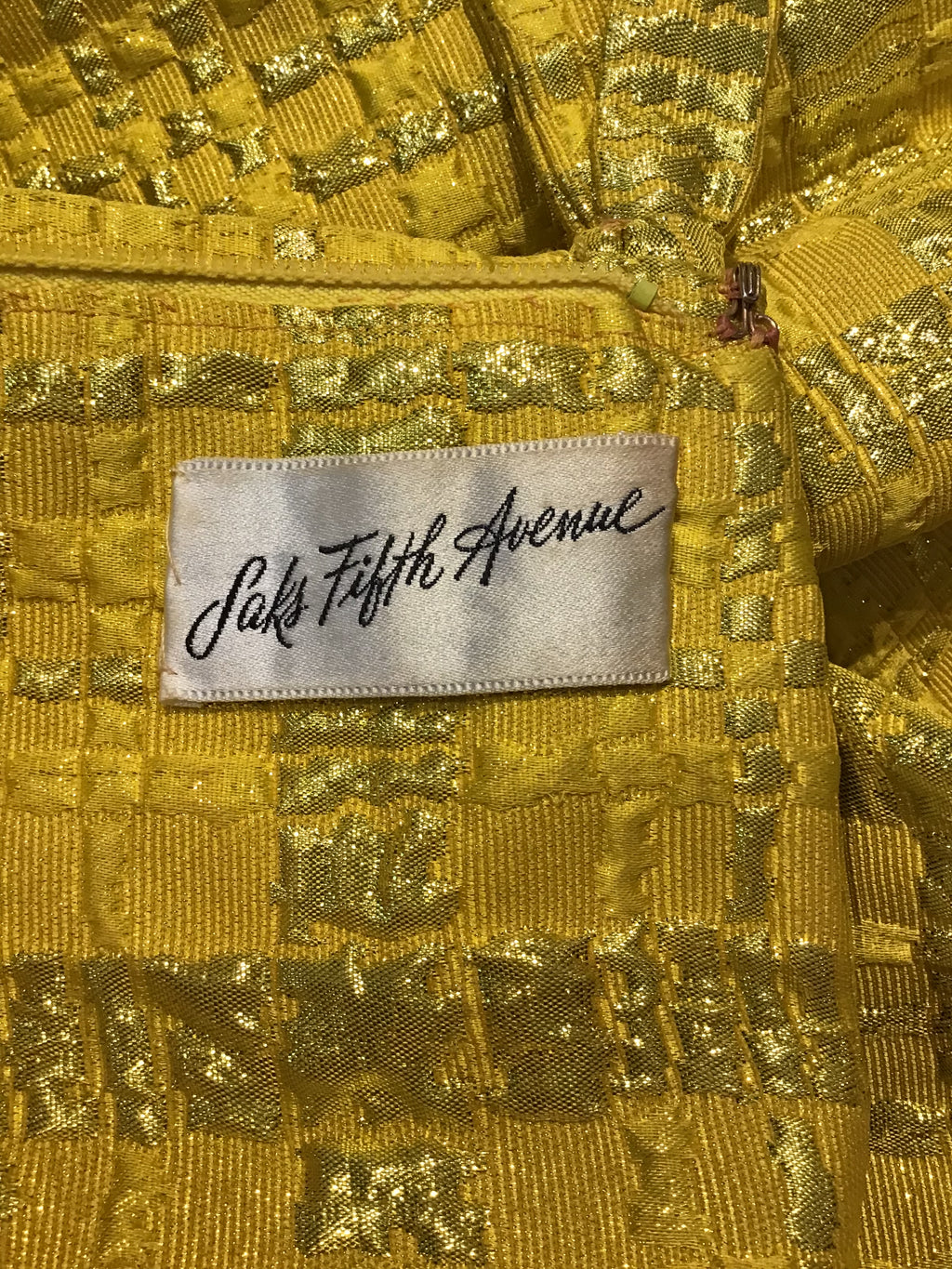 1960’s Malouf Yellow Silk Lamé Evening Dress Size 6