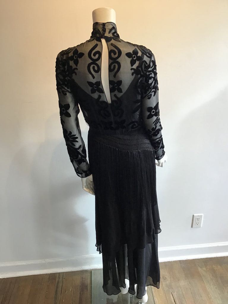 1990's Ralph Lauren purple LabelL rayon/silk Evening Dress with Fringe Size 6
