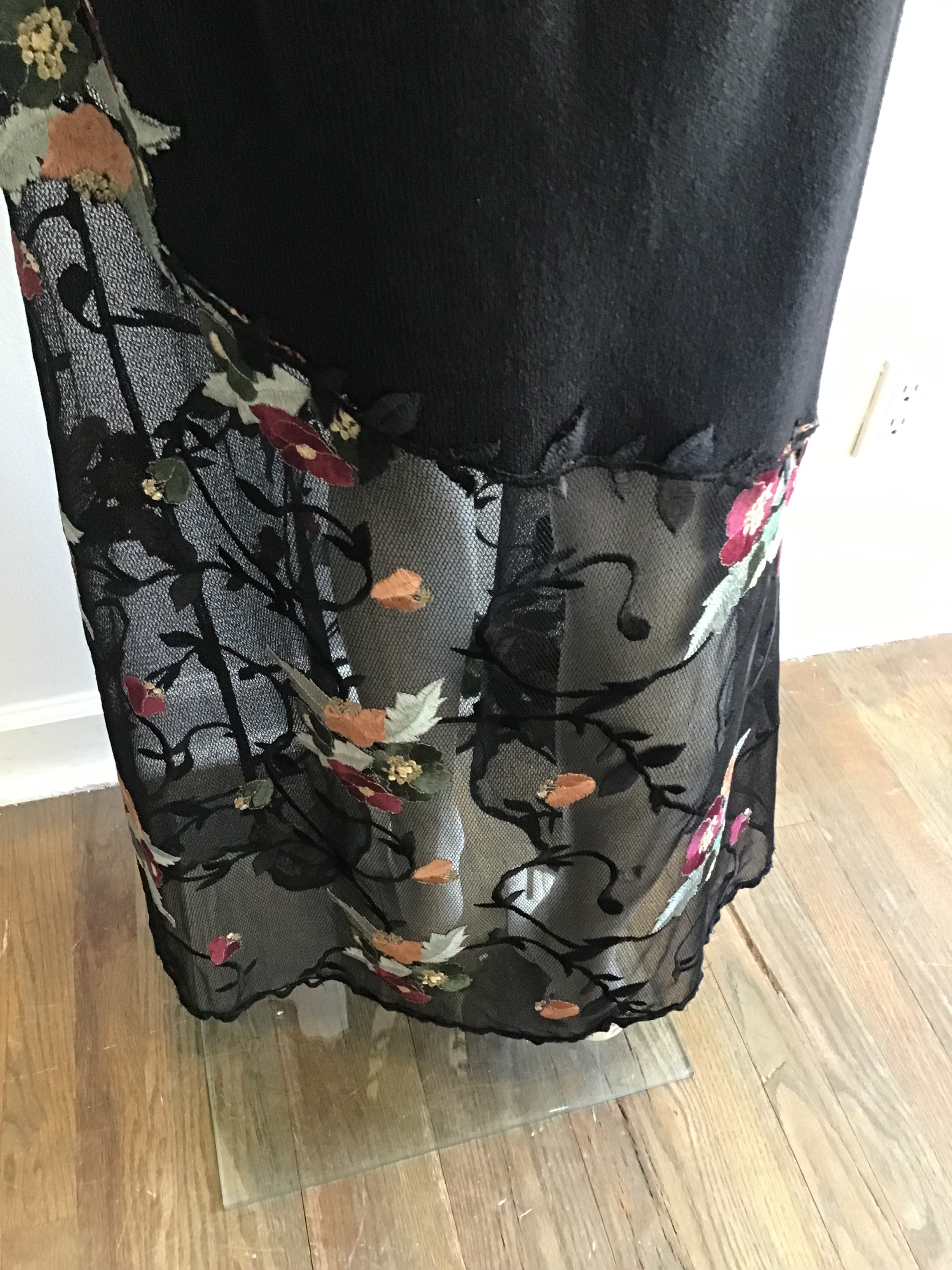 1990’s E L Ana Black Wool Maxi Dress with Bolero Size 8