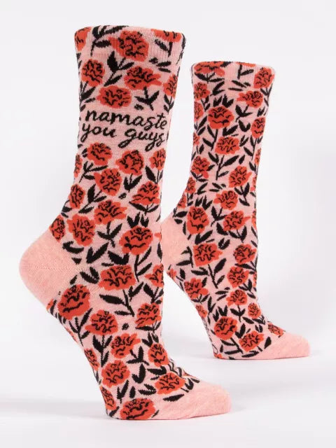 Namaste you guys , Pink and orange print womens socks