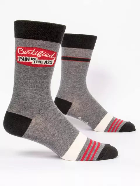 Certified pain in the ass grey  mens socks
