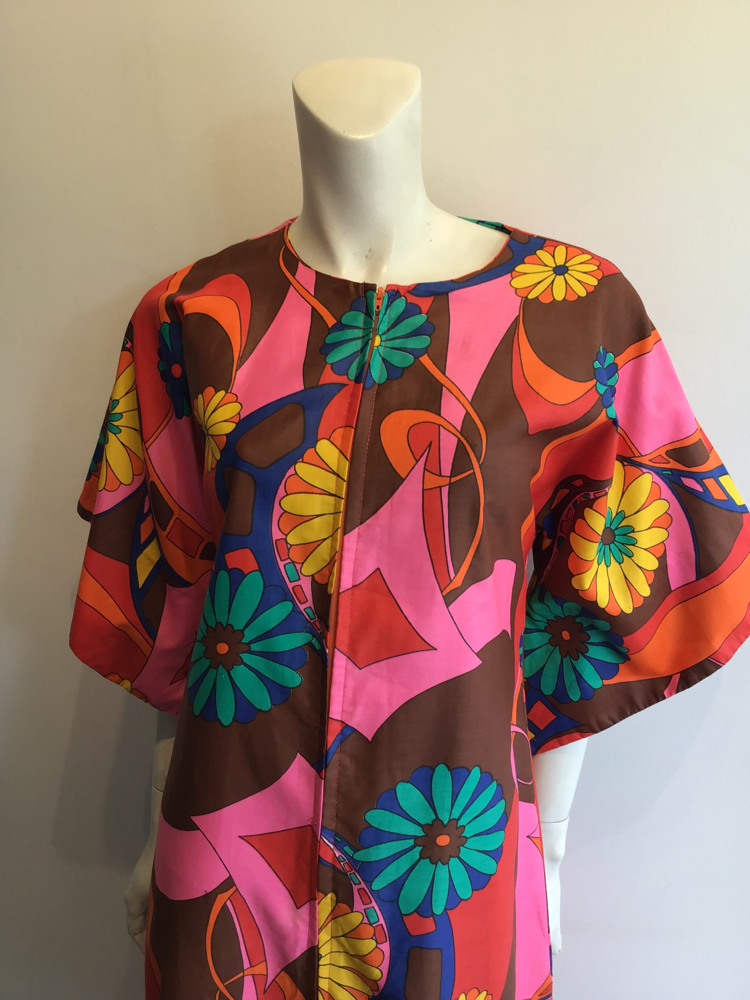 1960’s Polished Cotton Janet lynn Multicolor Dress Size 10