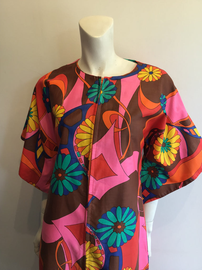 1960’s Polished Cotton Janet lynn Multicolor Dress Size 10