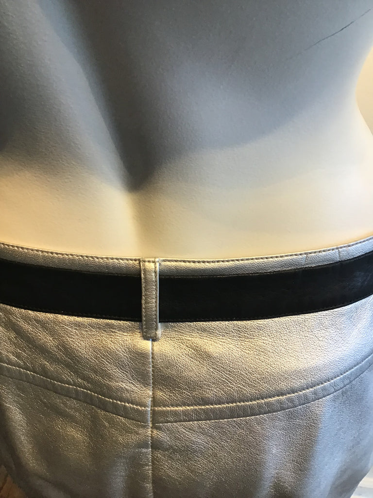 2000’s Silver Leather Chanel Mini Skirt Size 6