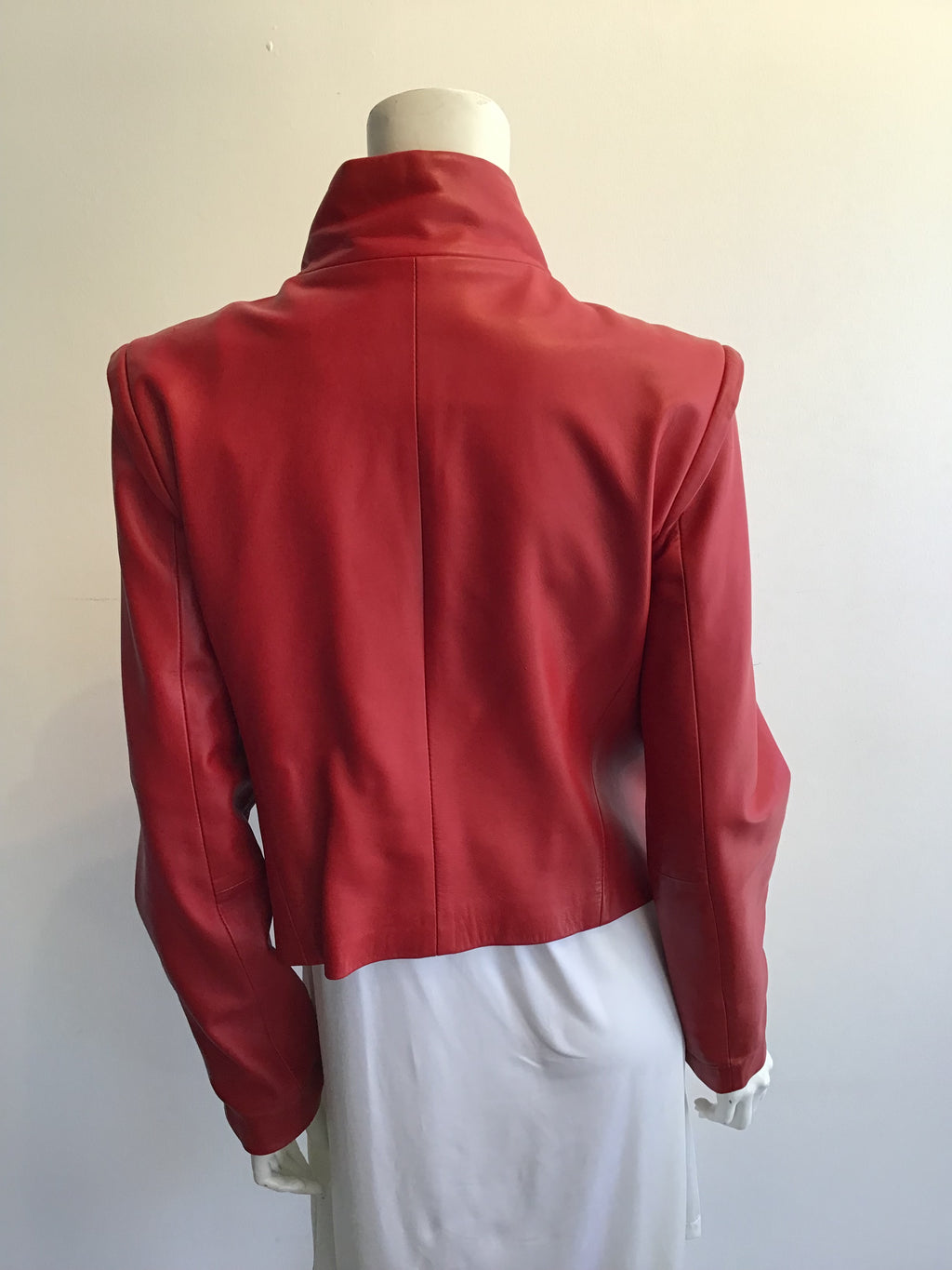 1990s Donals Pilsner Red Leather Jacket Size 6