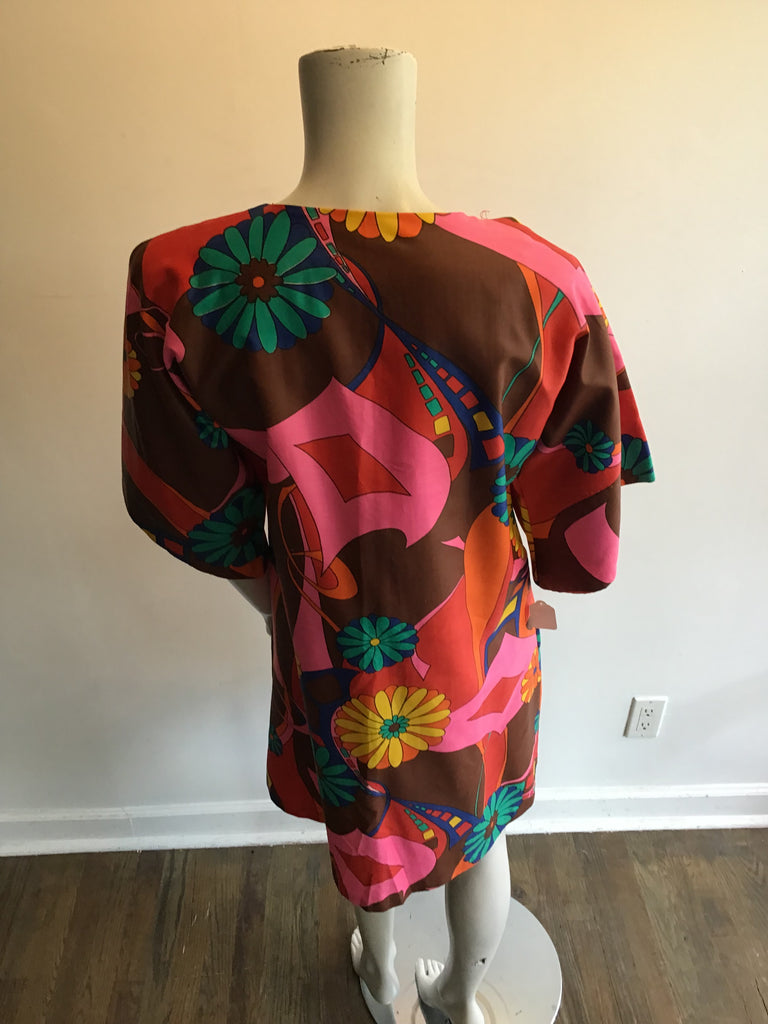 1960’s Polished Cotton Janet lynn Multicolor Dress Size 10