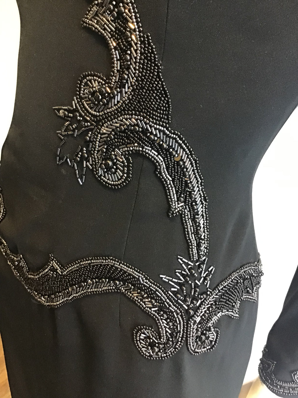 1980’s Black Polyester D’Ore Cocktail Dress Size 8