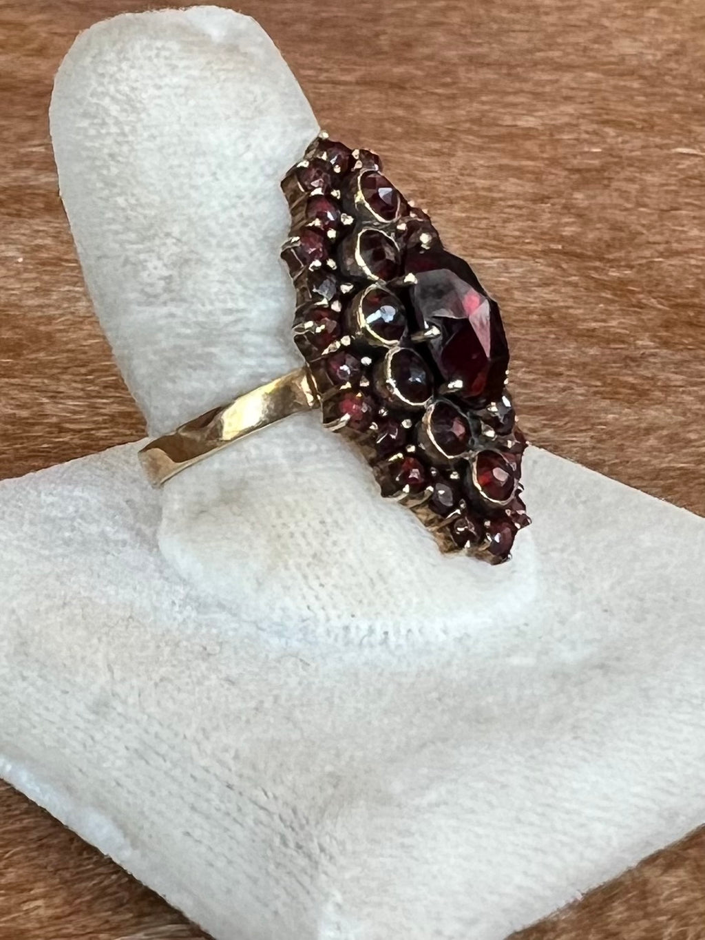 Garnet Cluster Cocktail Ring  Sterling Silver 925 Vermeil Size 7.75