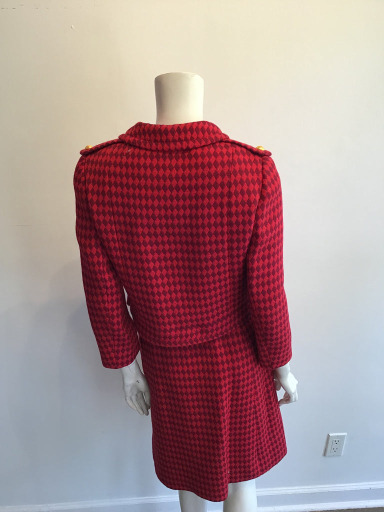 1960s Red and Black Wool Suit by Rose Bertin of Zurich Size 8