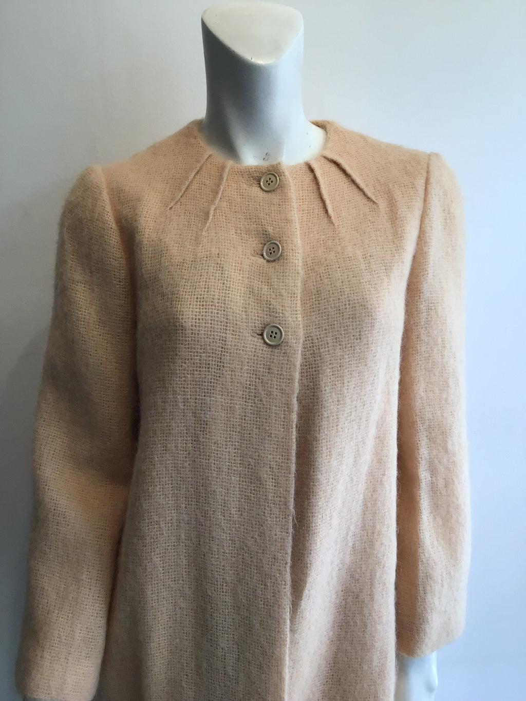 1960’s Peach Mohair Coat with Matching Scarf Size 6