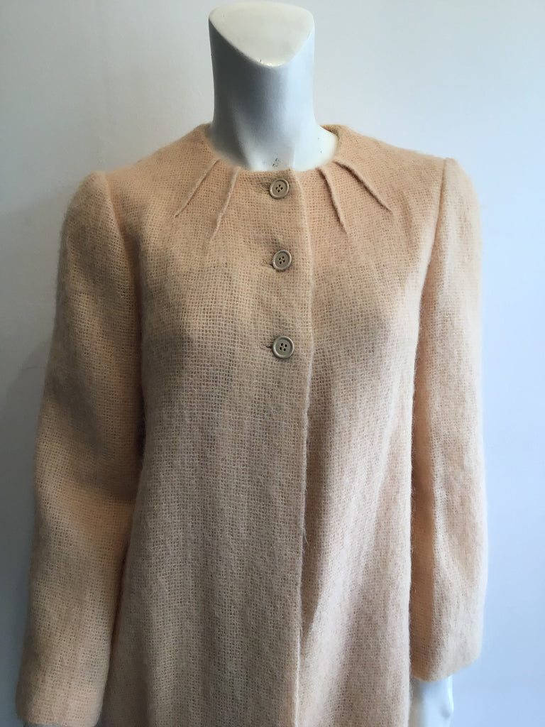 1960’s Peach Mohair Coat with Matching Scarf Size 6
